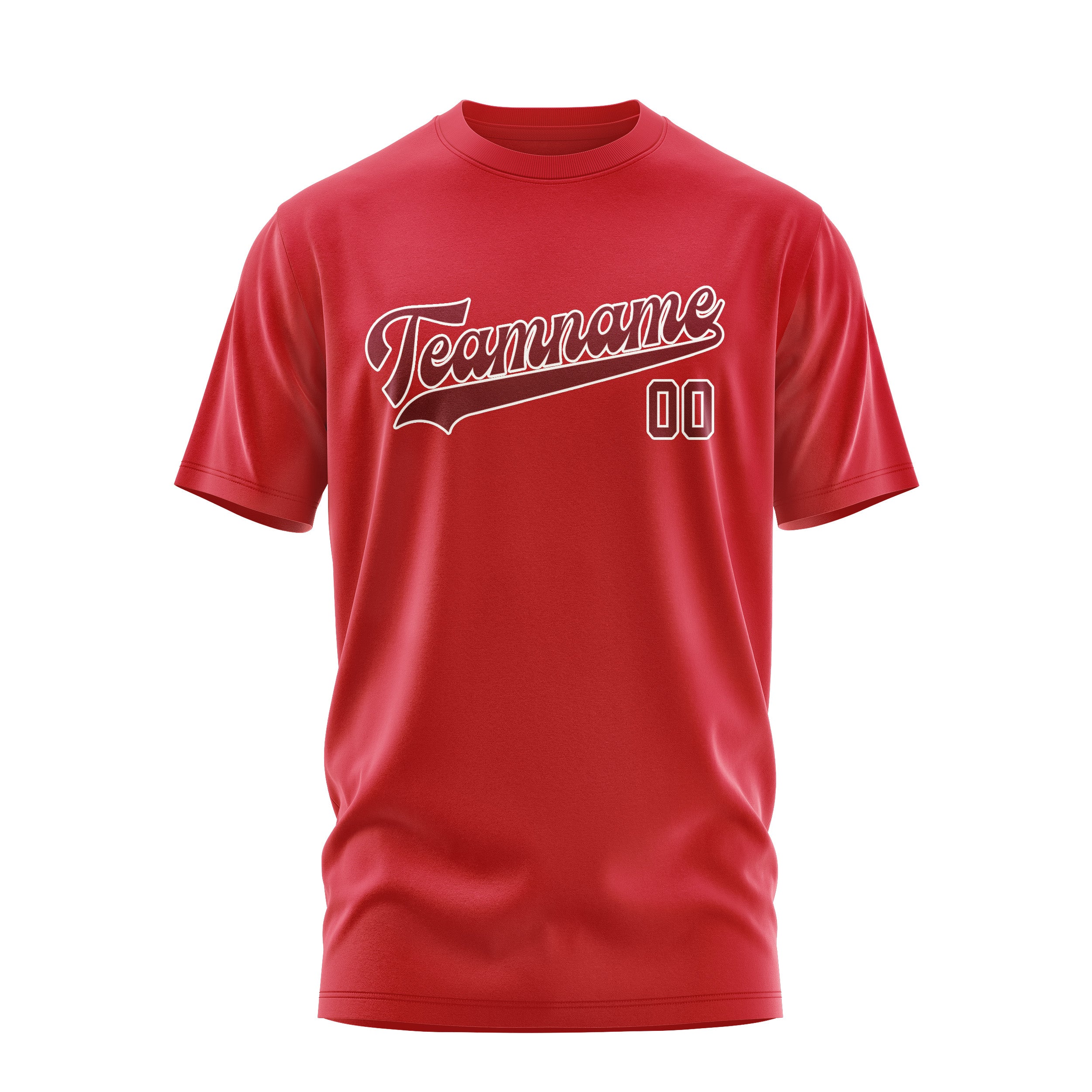 Maßgeschneidertes Rot Karmesinrot T-Shirt