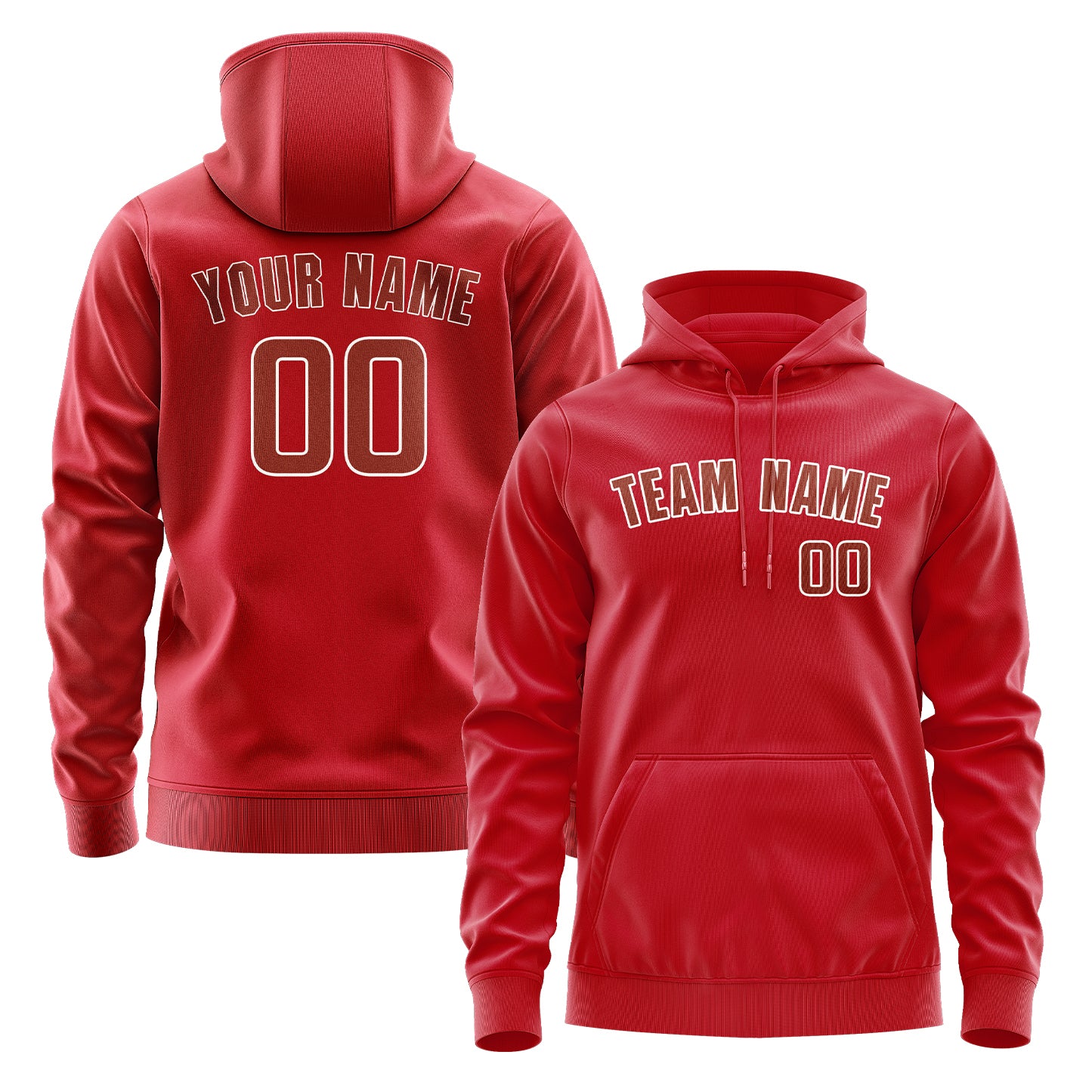 Maßgeschneidertes Rot Korallenrot Hoodie