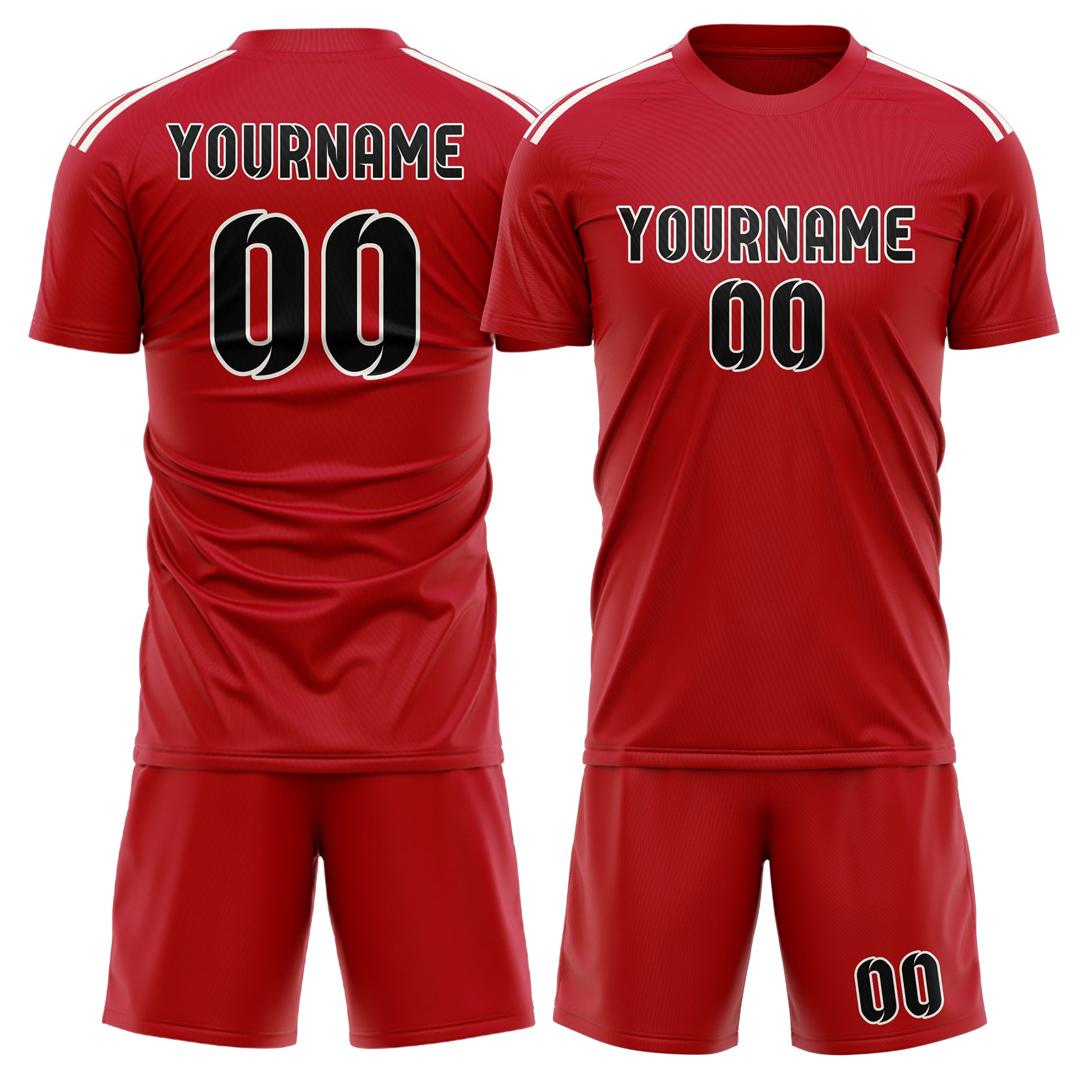 Maßgeschneidertes Professionelles Rot Schwarz Fußballtrikot-Set
