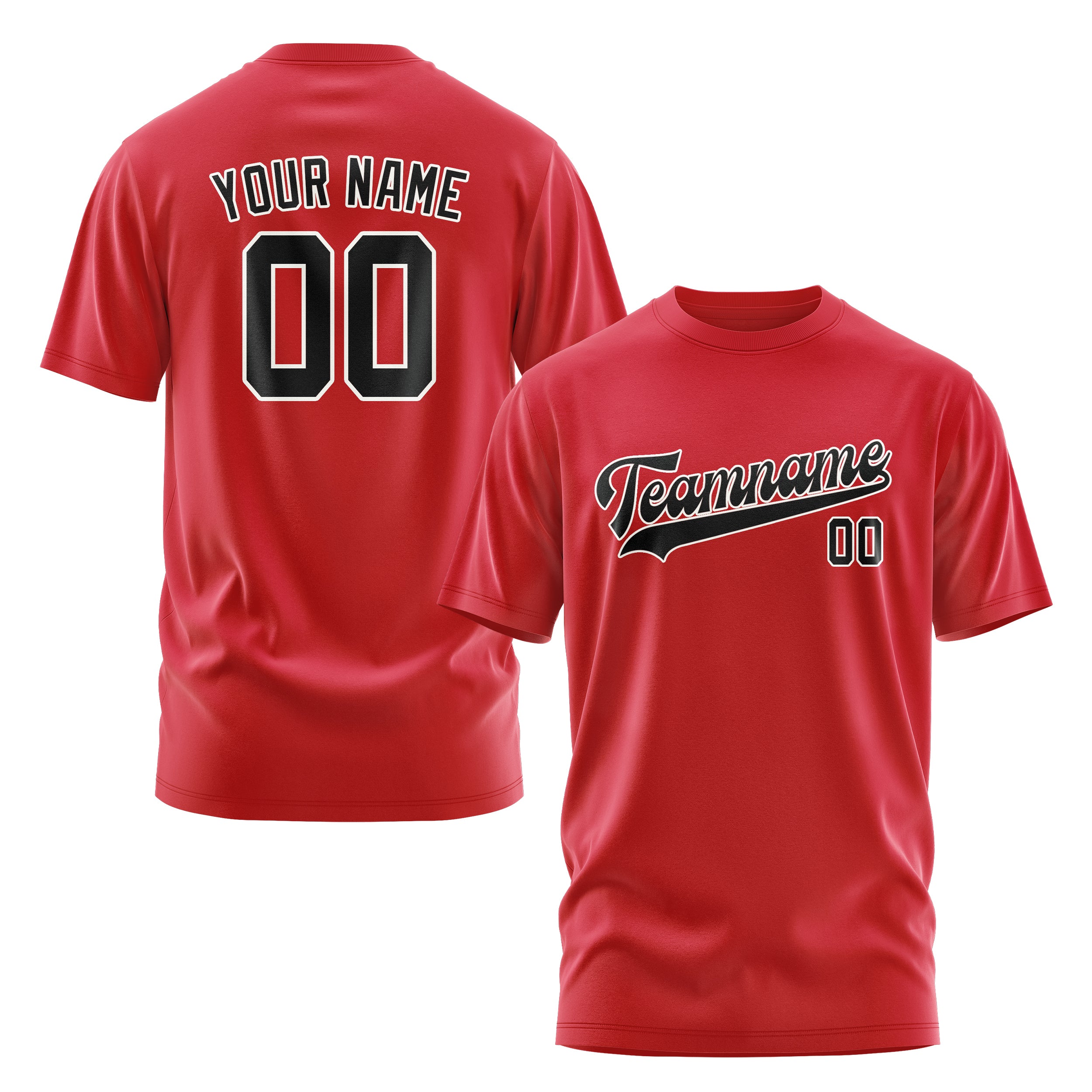 Maßgeschneidertes Rot Schwarz T-Shirt