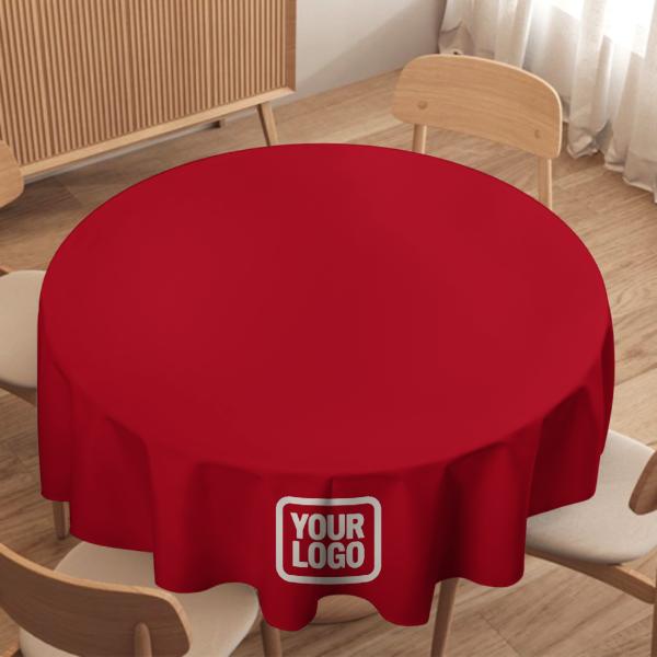 Maßgeschneidertes Rot Weiß Runde Tischdecke