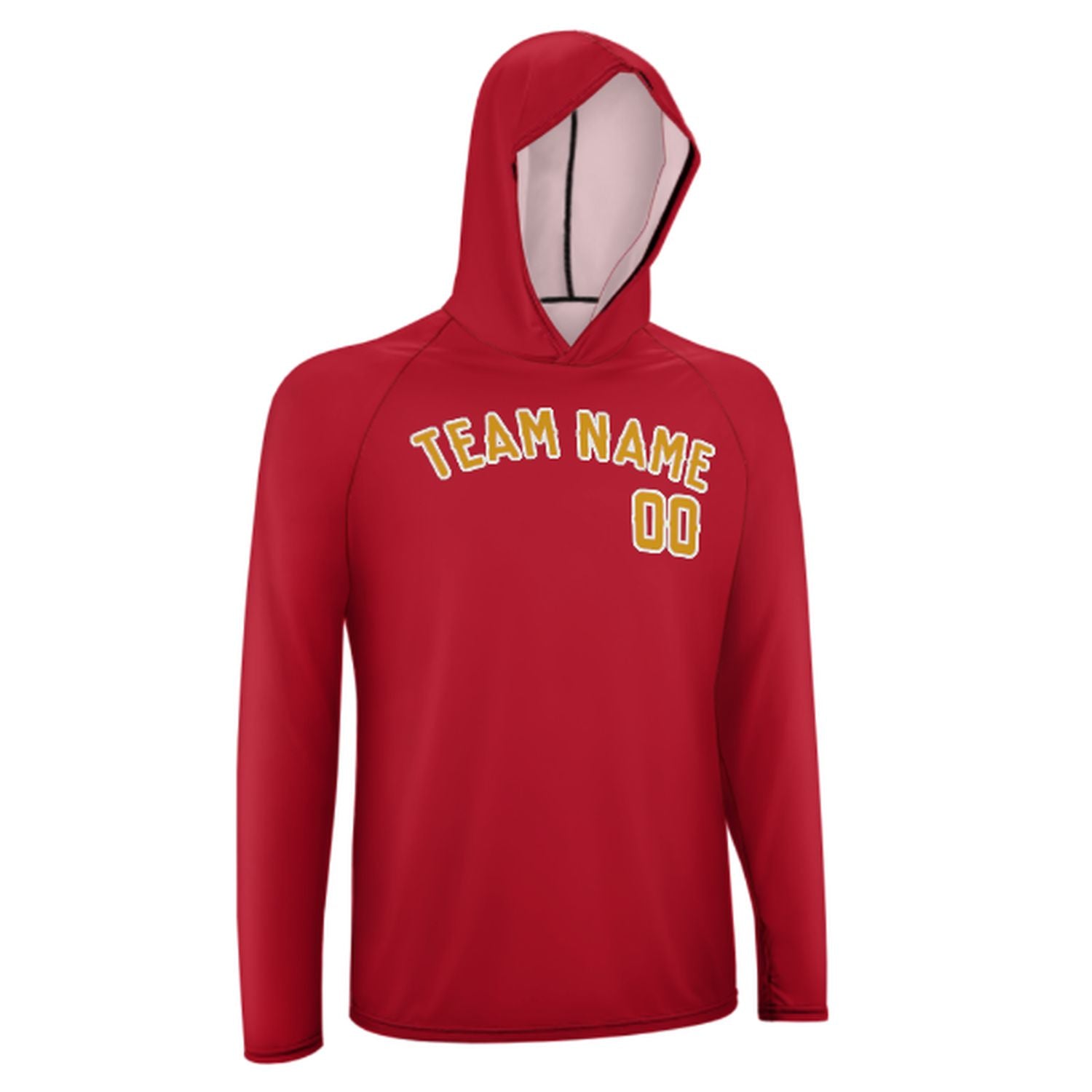 Maßgeschneidertes Rot Gelb UV-Hoodie