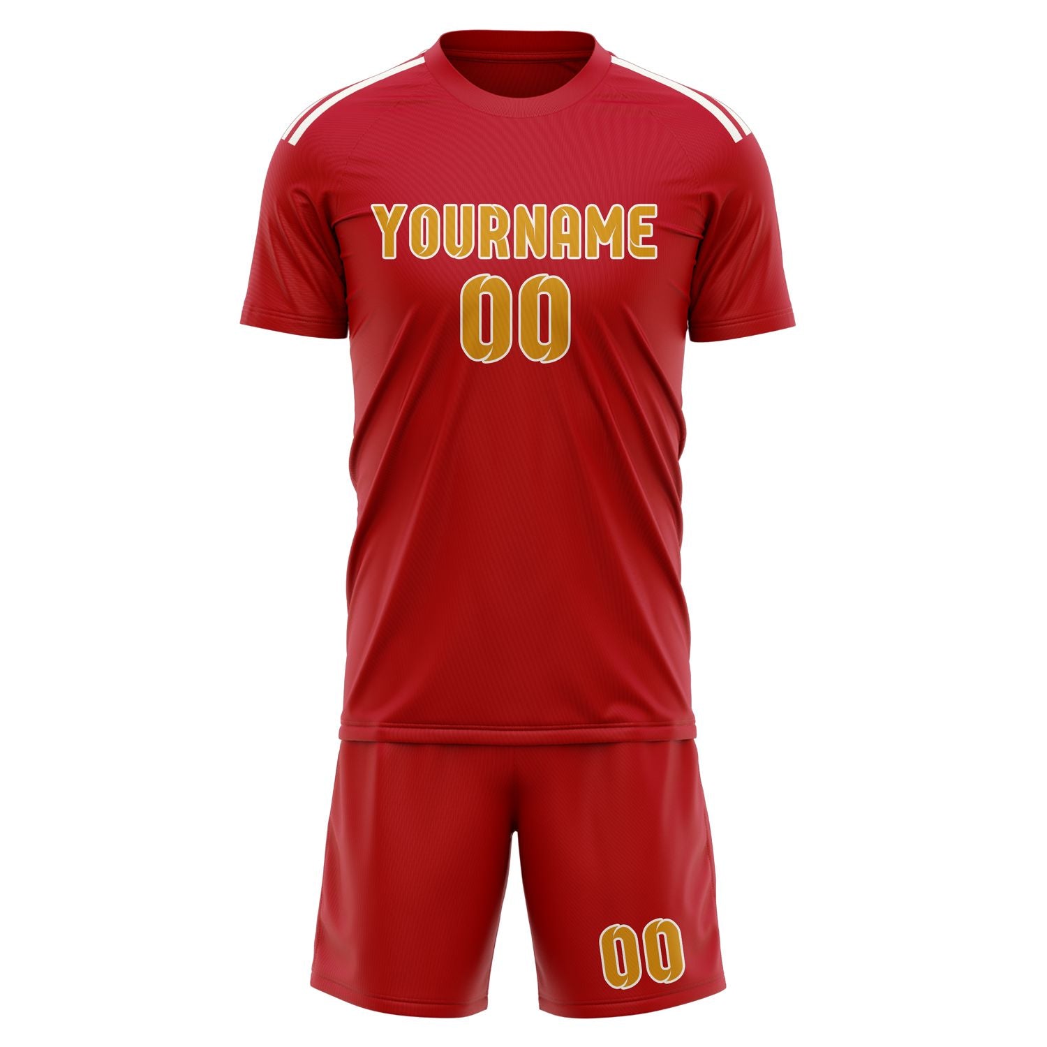 Maßgeschneidertes Professionelles Rot Gelb Fußballtrikot-Set