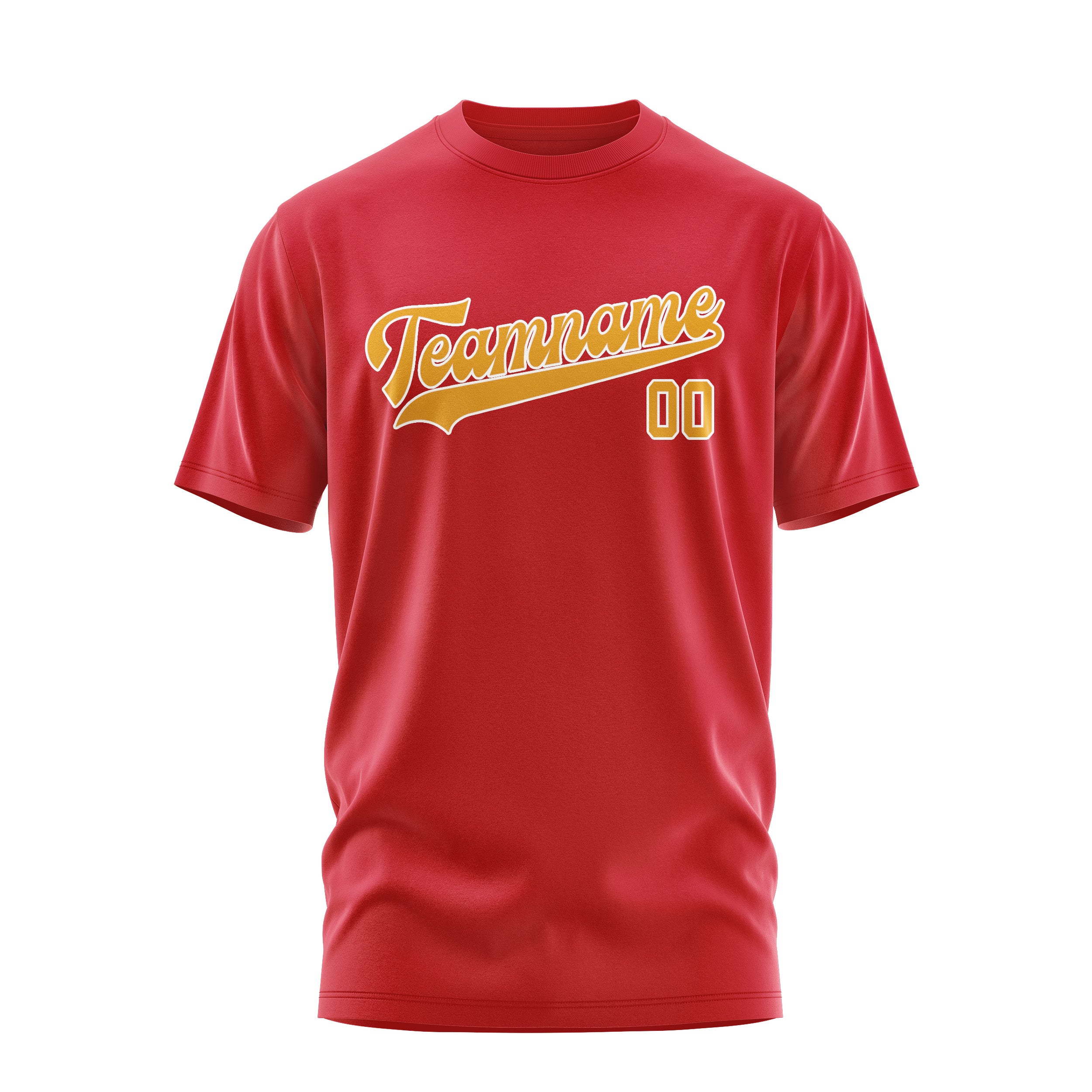 Maßgeschneidertes Rot Gelb T-Shirt