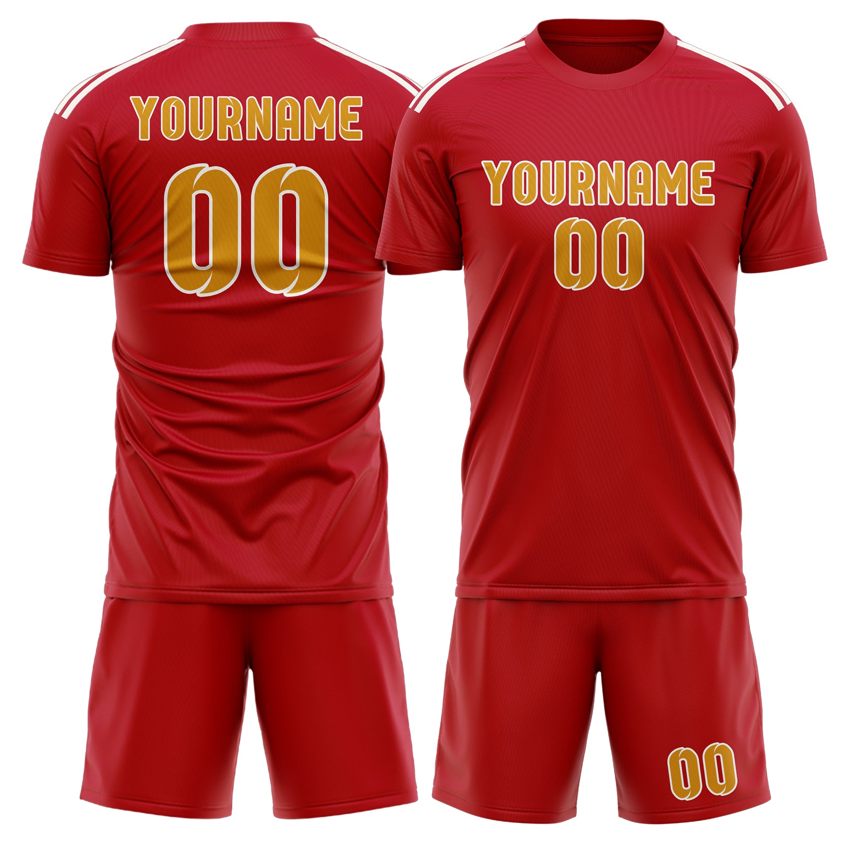 Maßgeschneidertes Professionelles Rot Gelb Fußballtrikot-Set