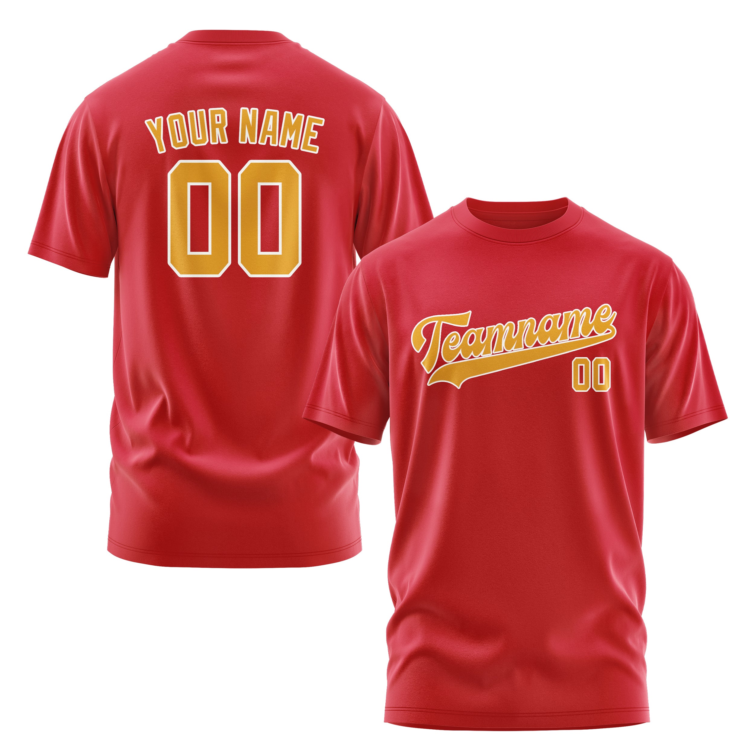 Maßgeschneidertes Rot Gelb T-Shirt