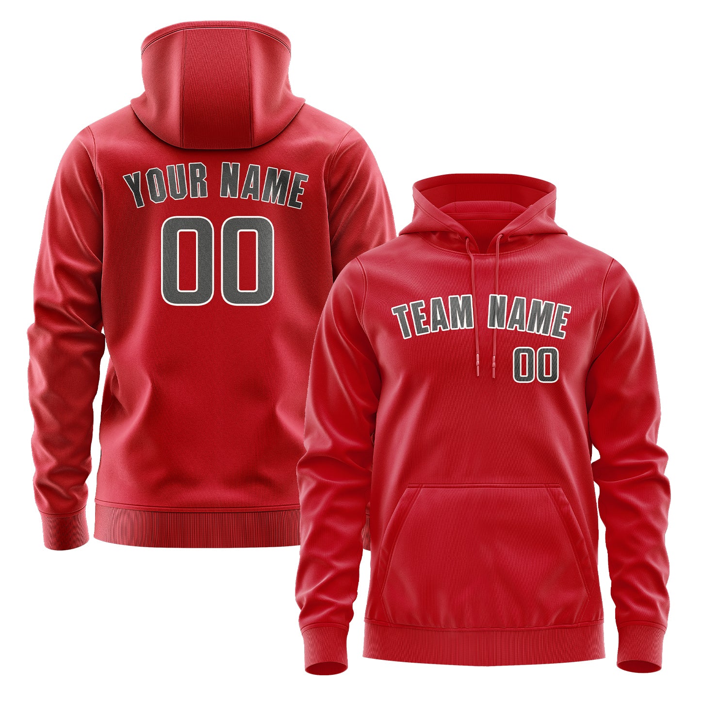Maßgeschneidertes Rot Dunkelgrau Hoodie