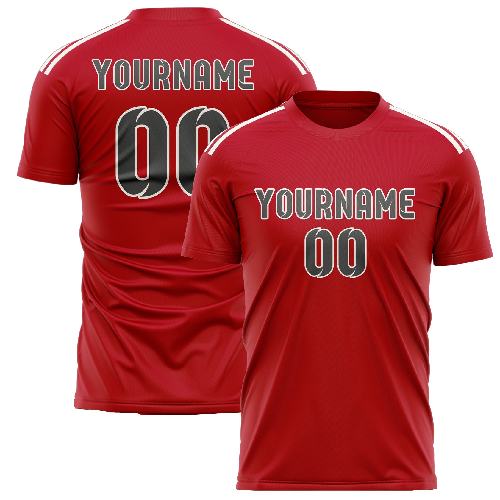 Benutzerdefiniertes Professionelles Rot Dunkelgrau Fußballtrikot