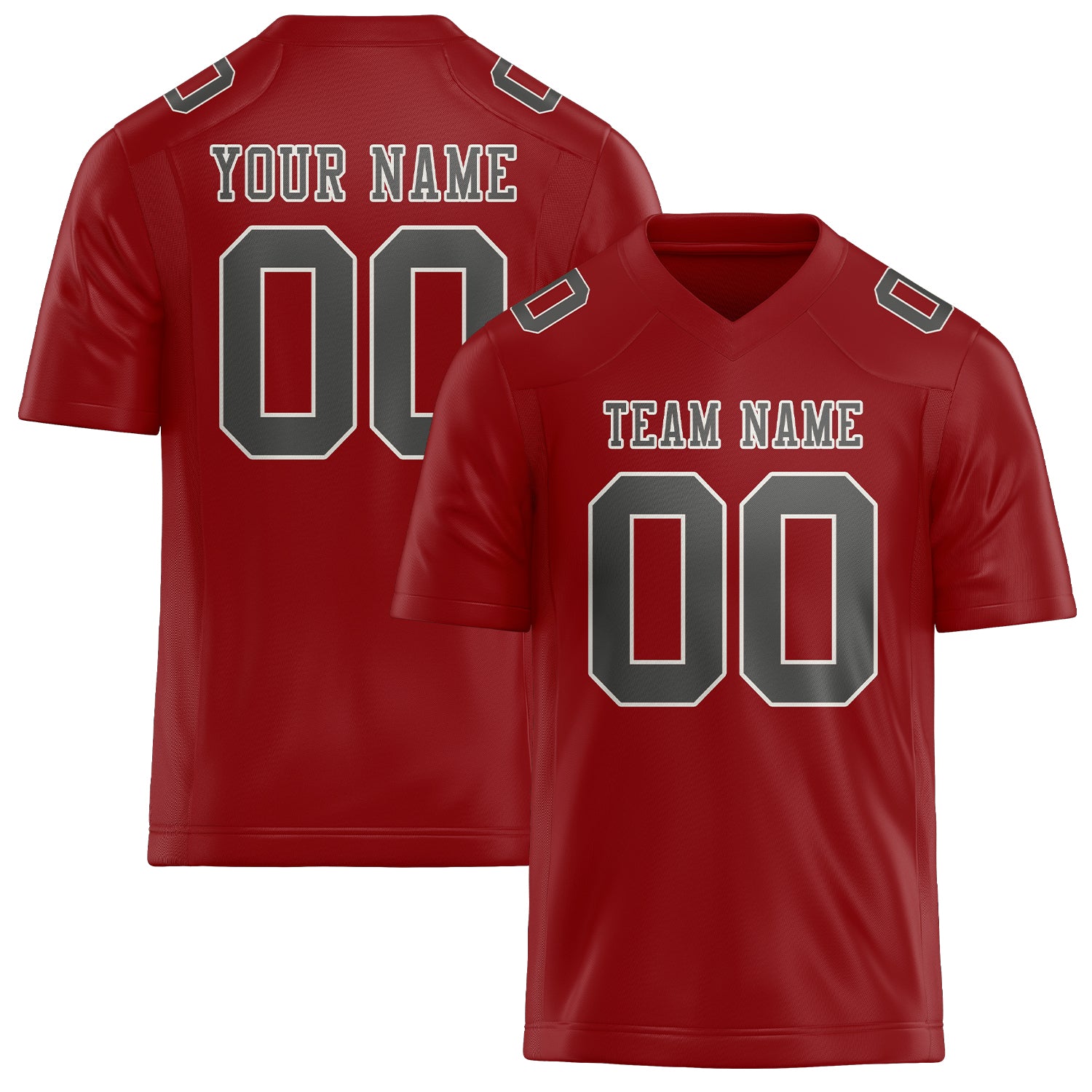 Maßgeschneidertes Professionelles Rot Dunkelgrau Rugbytrikot