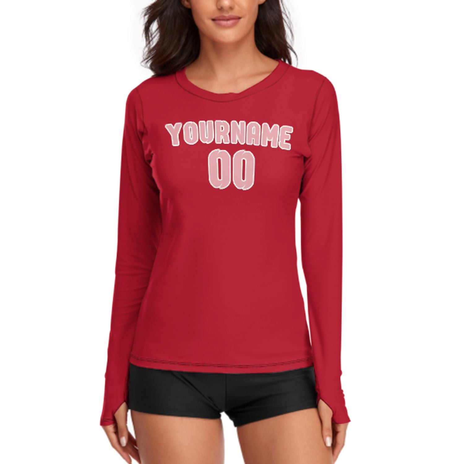 Maßgeschneidertes Rot Rosa Damen Langarmshirt