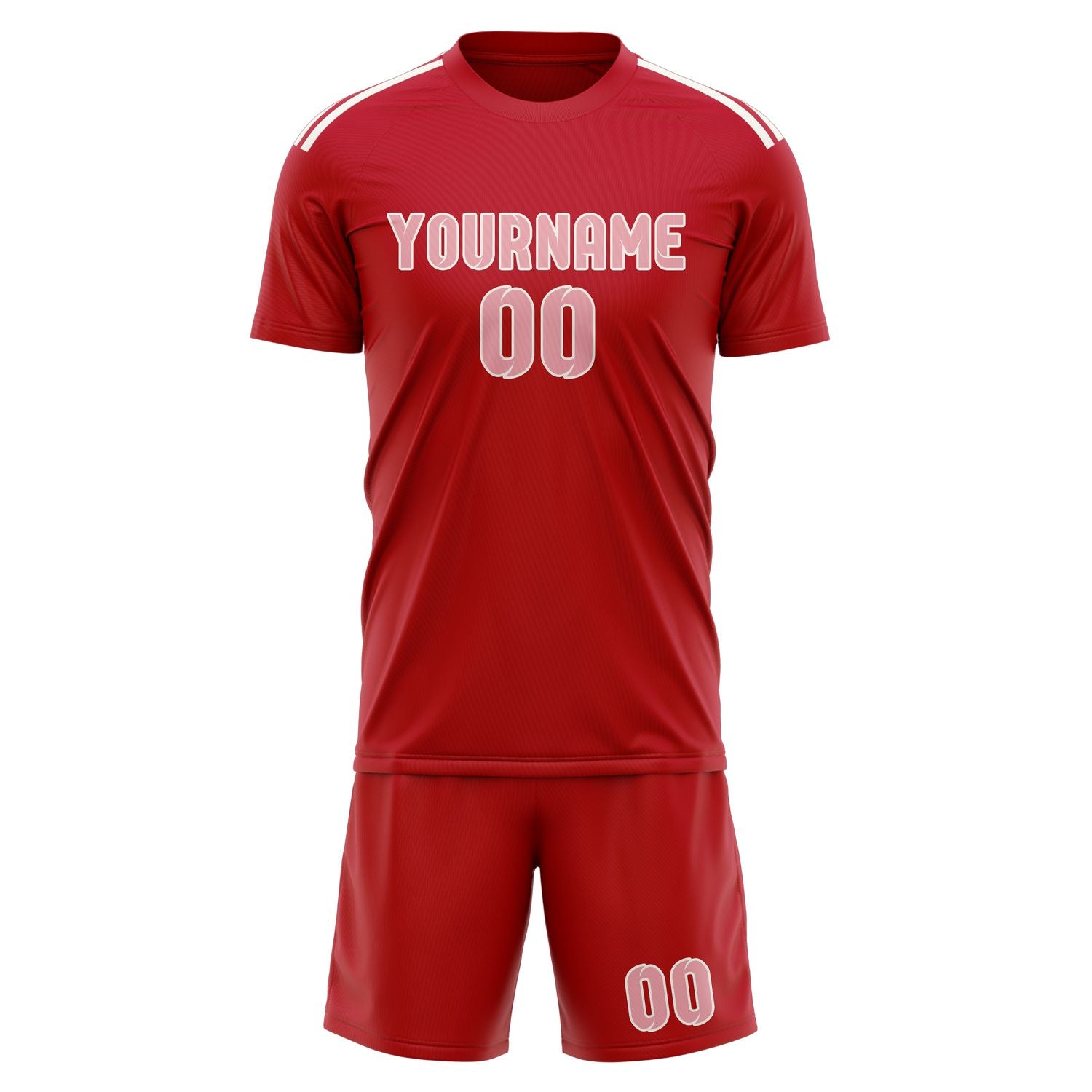 Maßgeschneidertes Professionelles Rot Rosa Fußballtrikot-Set