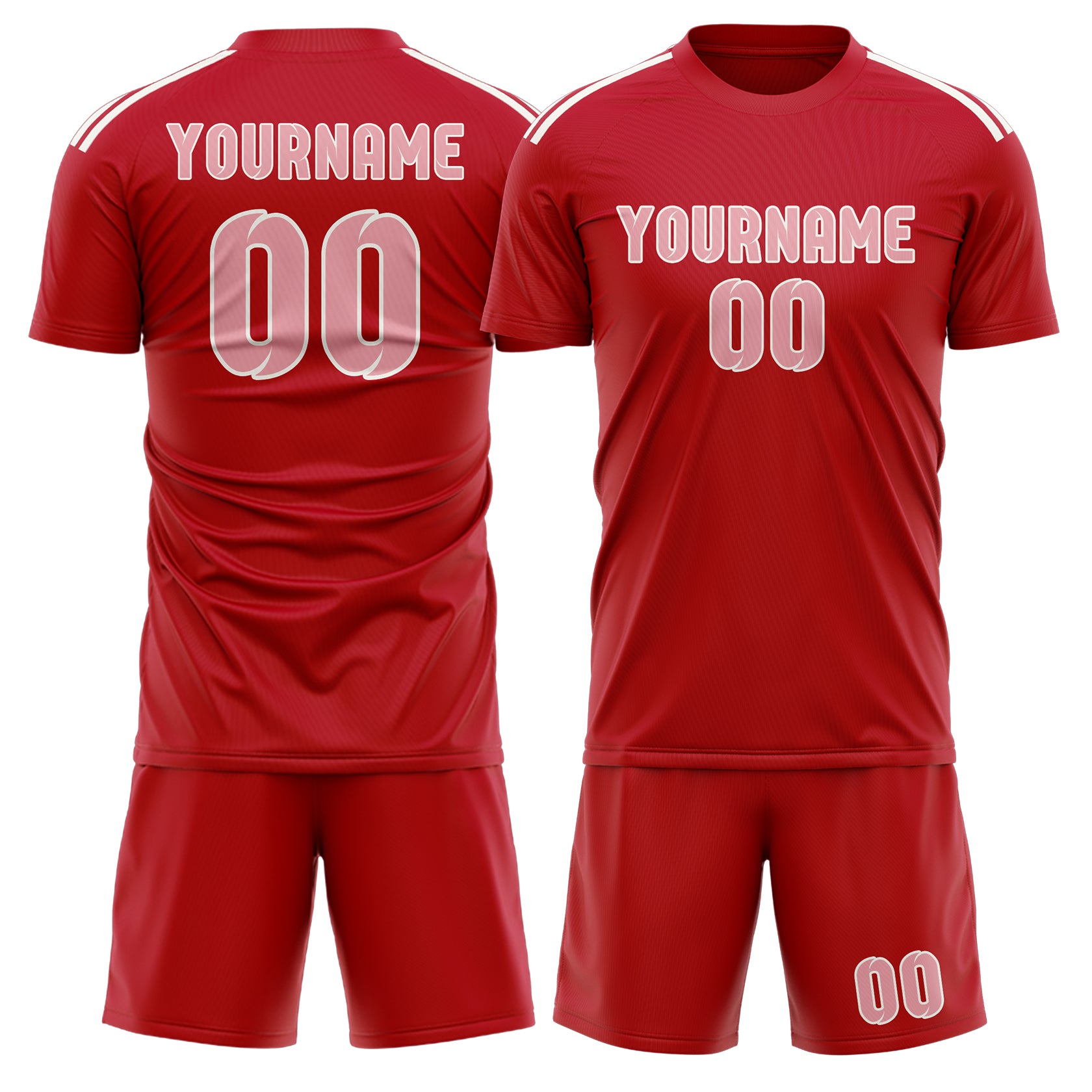 Maßgeschneidertes Professionelles Rot Rosa Fußballtrikot-Set