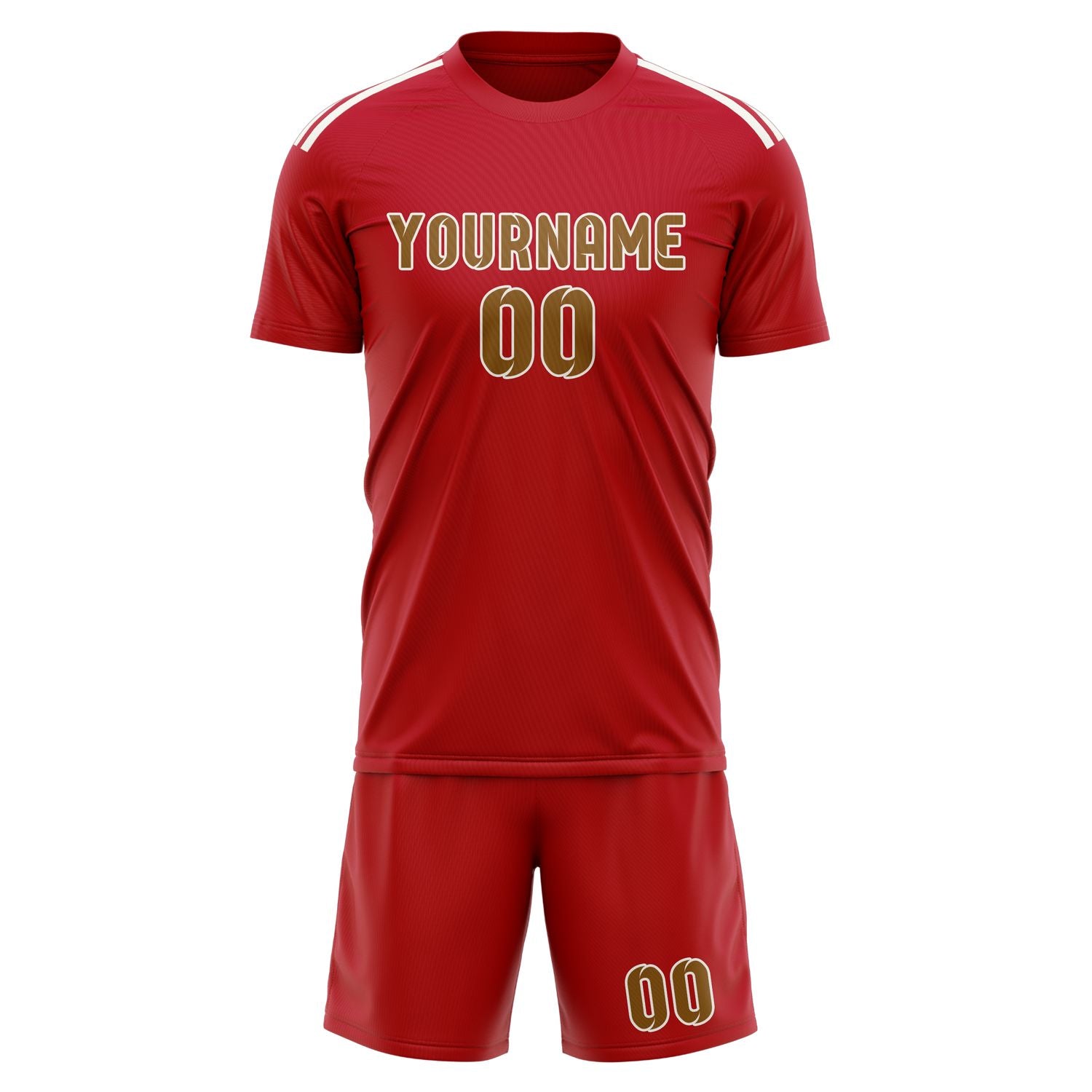 Maßgeschneidertes Professionelles Rot Khaki Fußballtrikot-Set