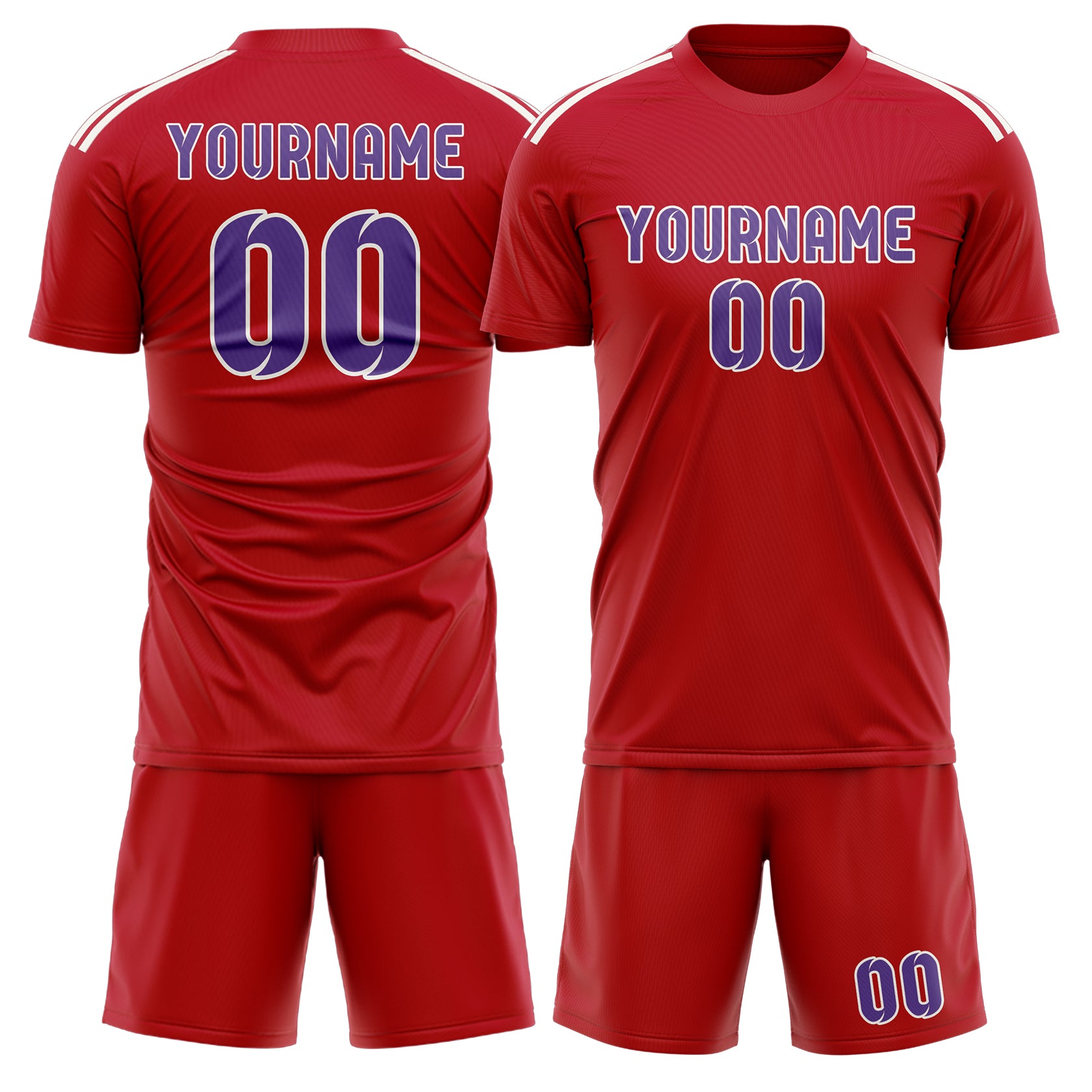 Maßgeschneidertes Professionelles Rot Lavendel Fußballtrikot-Set