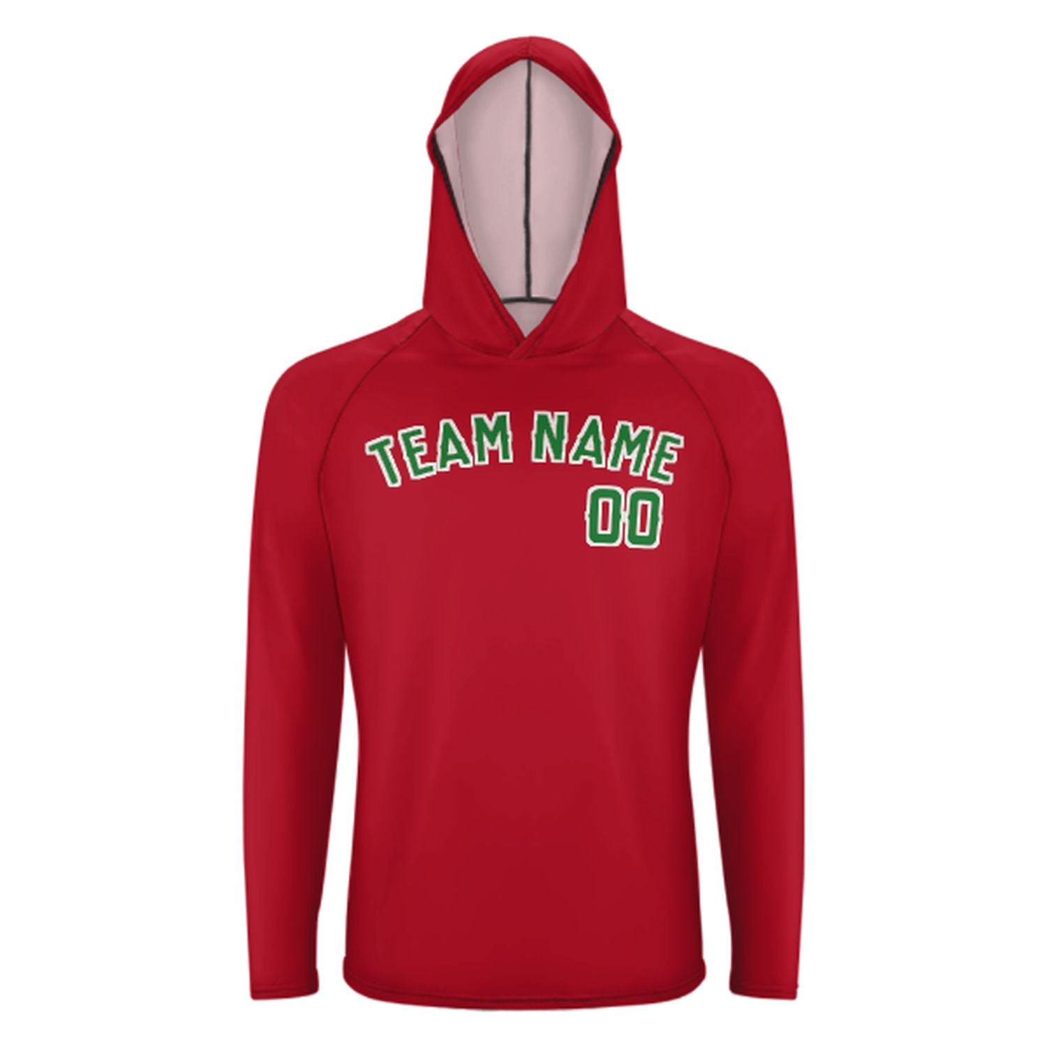 Maßgeschneidertes Rot Smaragdgrün UV-Hoodie