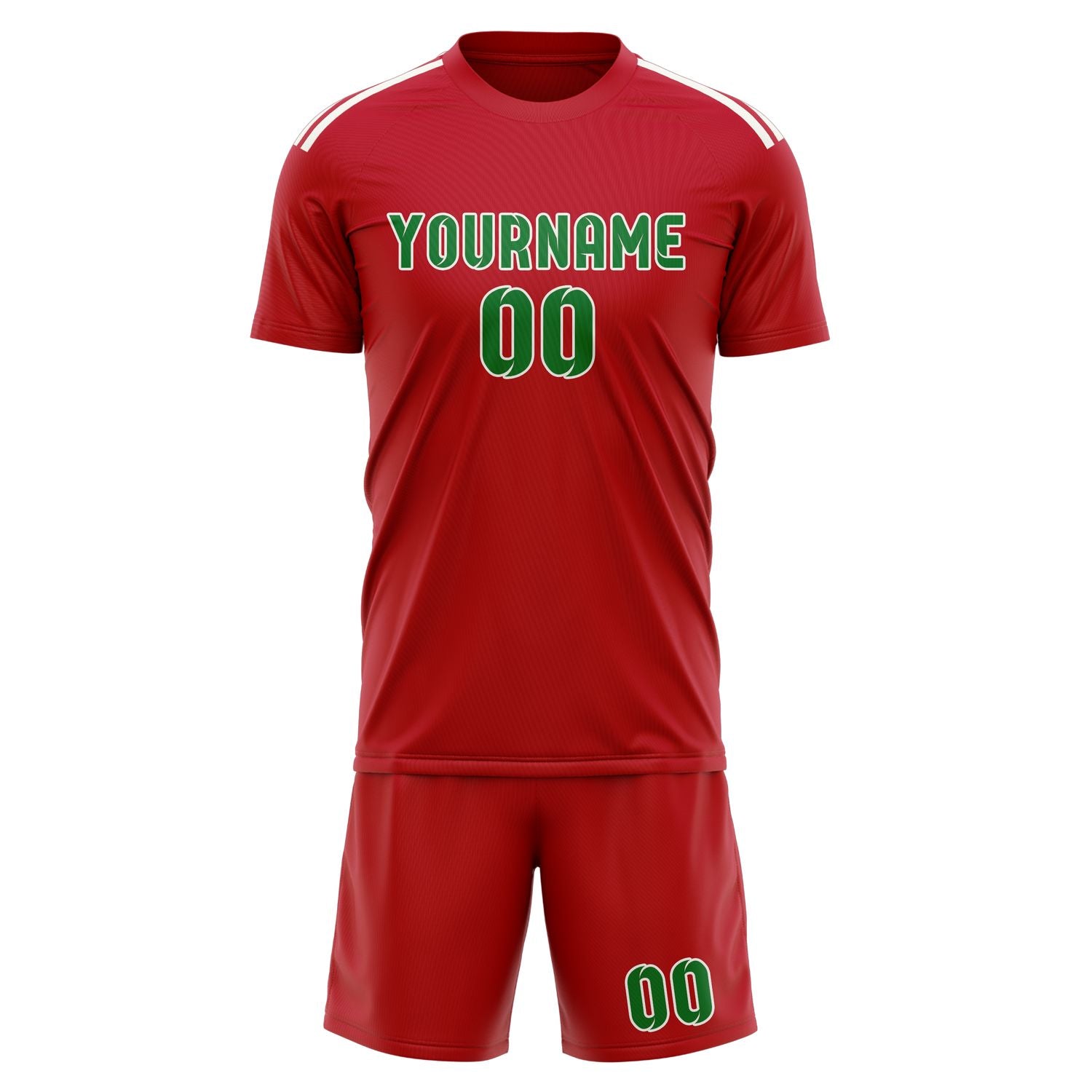 Maßgeschneidertes Professionelles Rot Smaragdgrün Fußballtrikot-Set