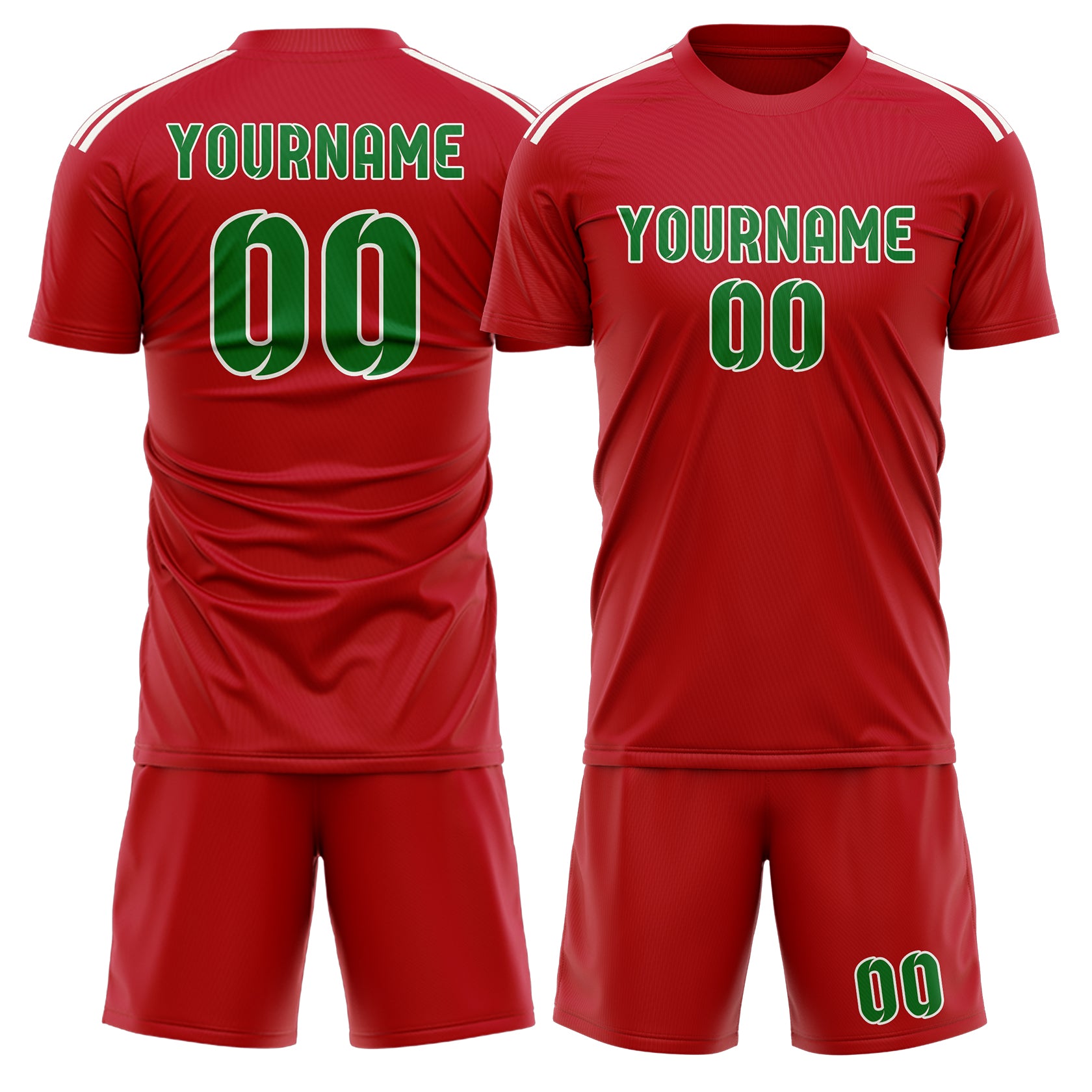 Maßgeschneidertes Professionelles Rot Smaragdgrün Fußballtrikot-Set