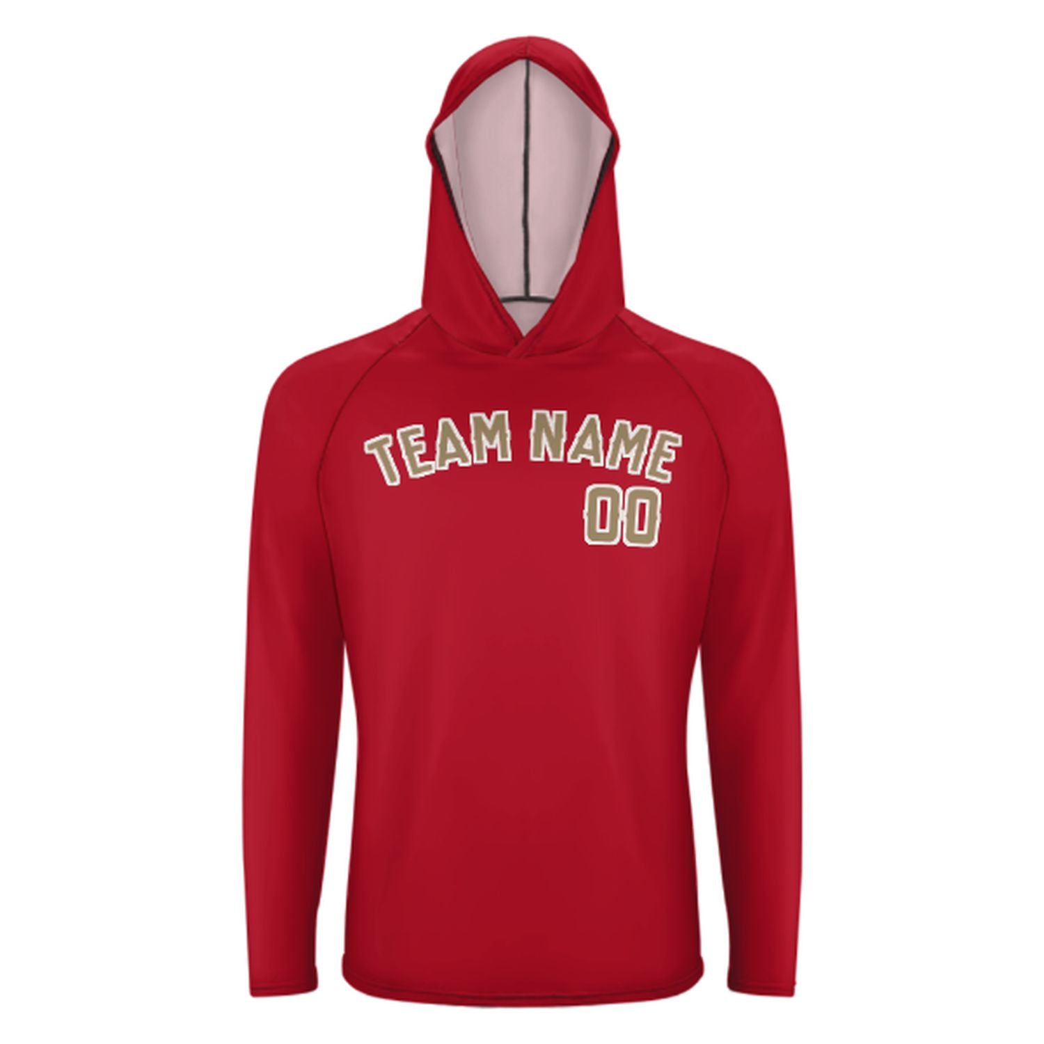 Maßgeschneidertes Rot Hellkhaki UV-Hoodie