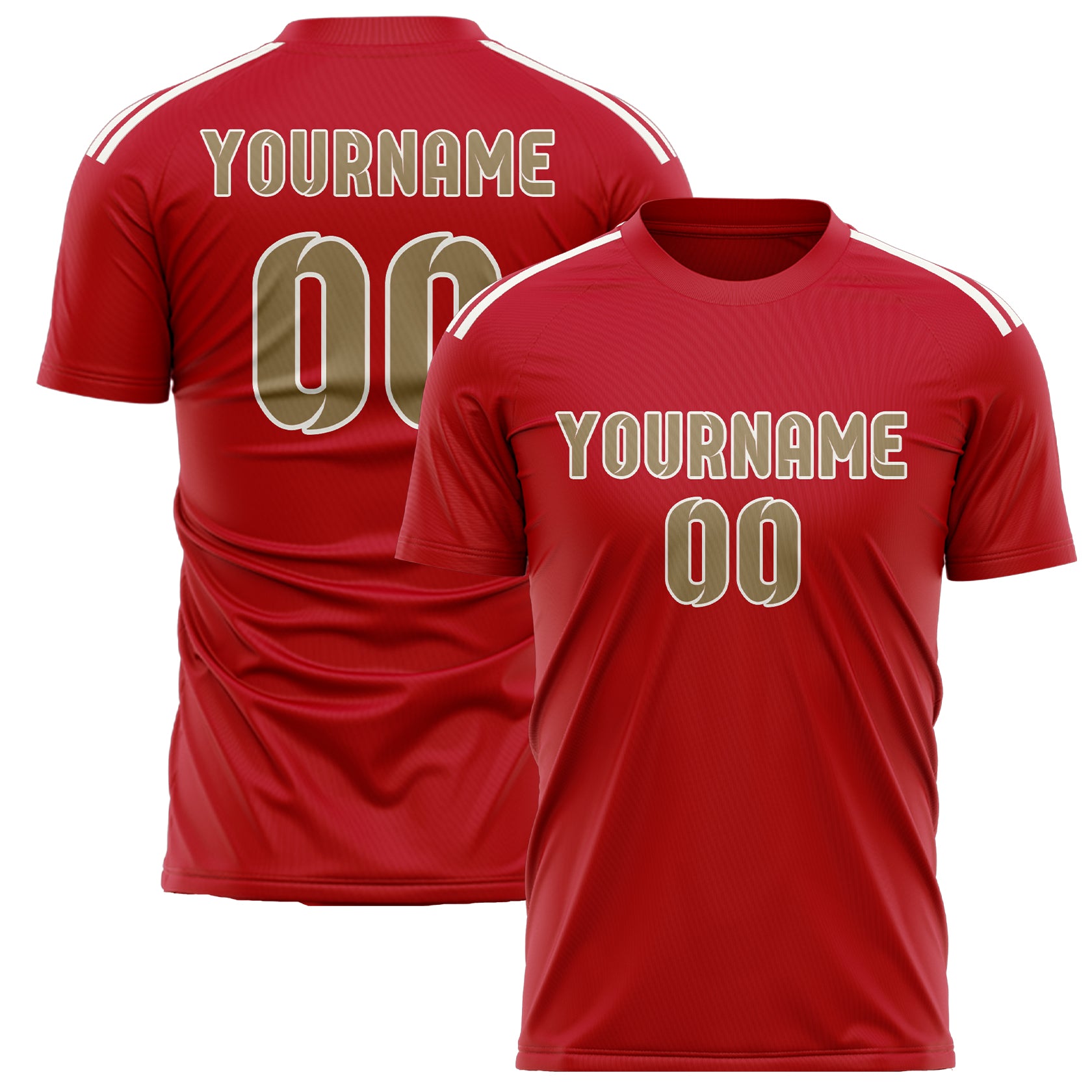 Benutzerdefiniertes Professionelles Rot Hellkhaki Fußballtrikot