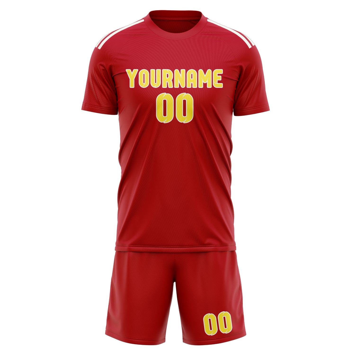 Maßgeschneidertes Professionelles Rot Blassgelb Fußballtrikot-Set