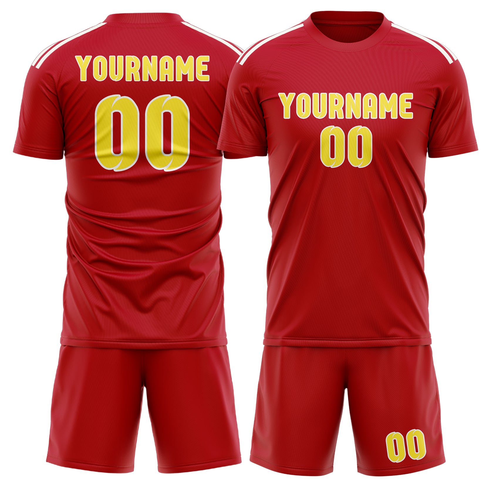 Maßgeschneidertes Professionelles Rot Blassgelb Fußballtrikot-Set