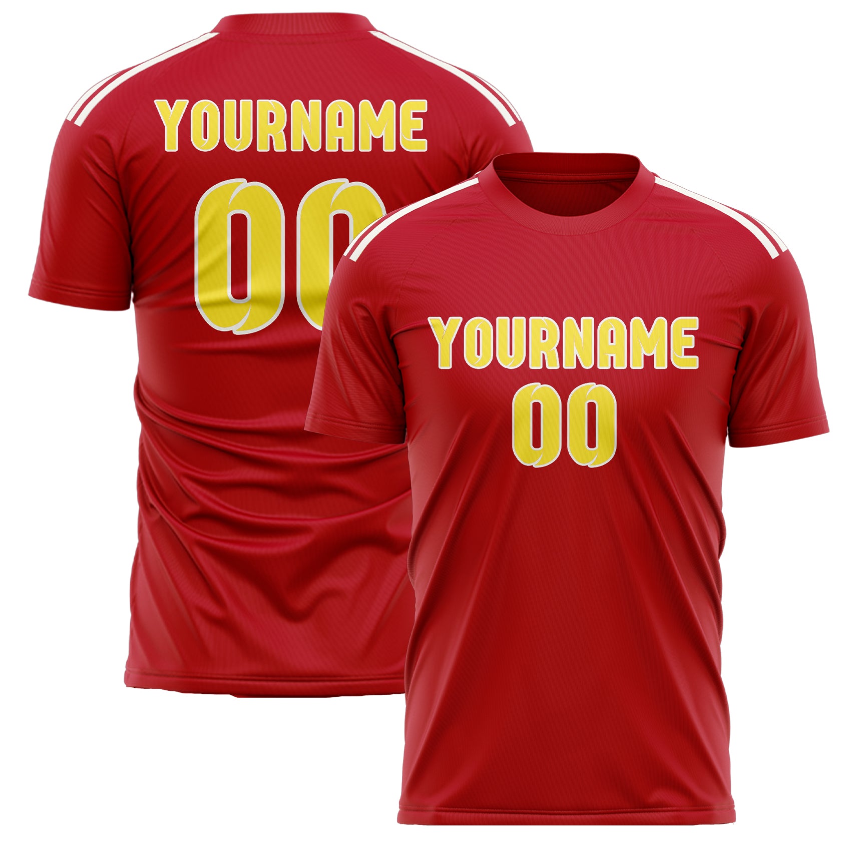 Benutzerdefiniertes Professionelles Rot Blassgelb Fußballtrikot