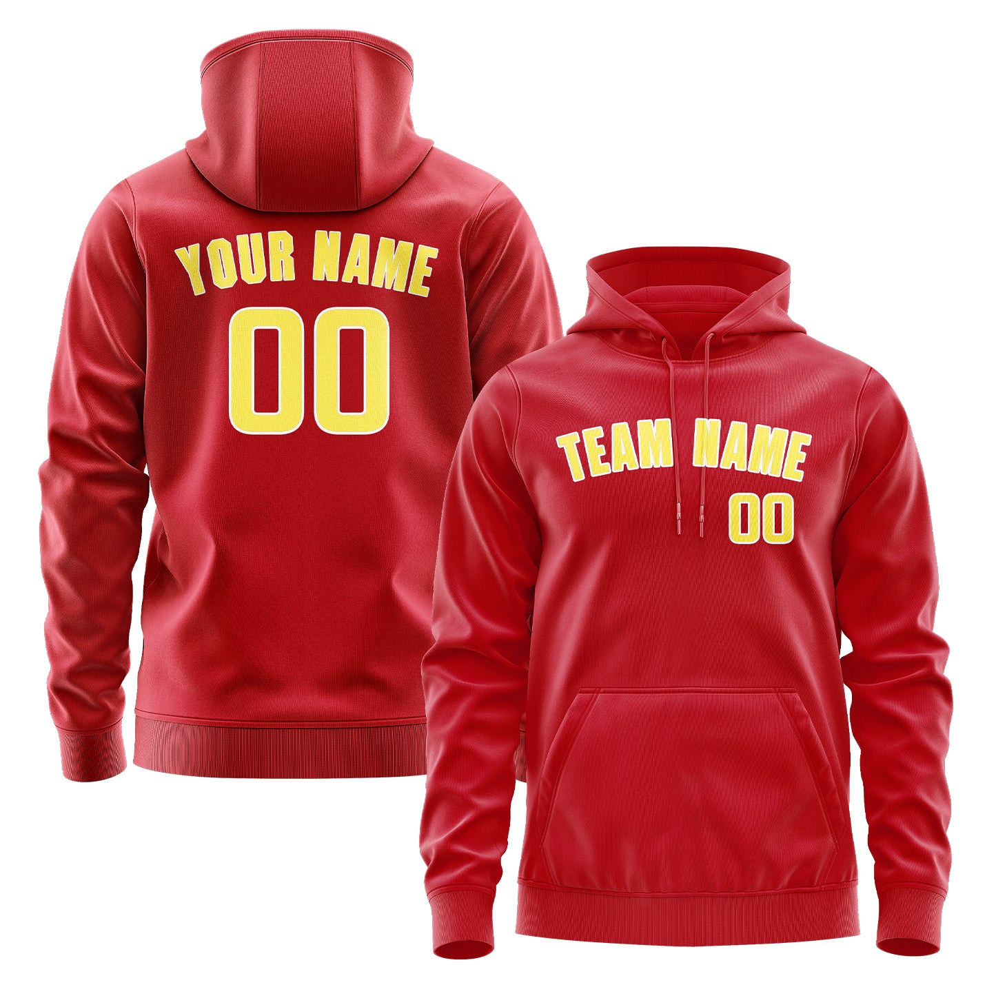 Maßgeschneidertes Rot Blassgelb Hoodie