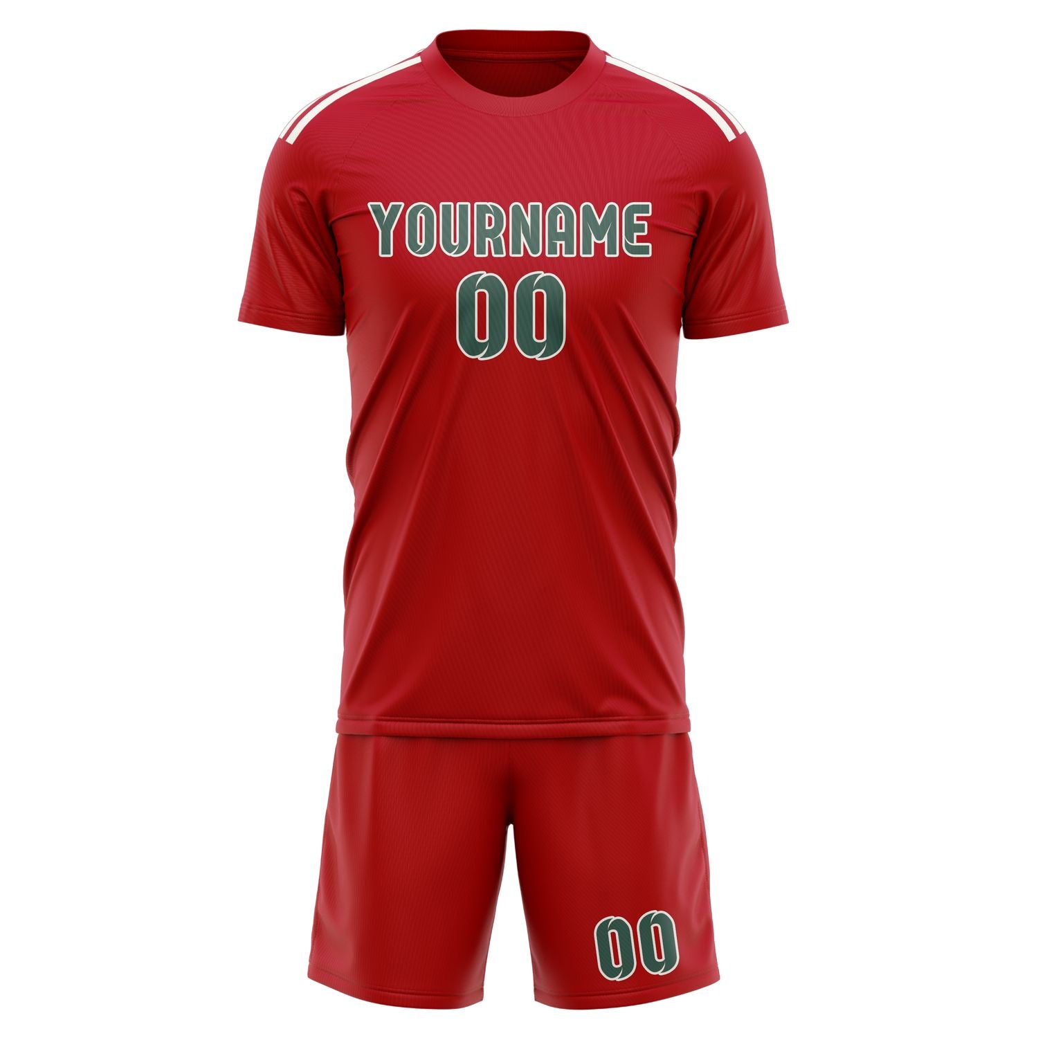 Maßgeschneidertes Professionelles Rot Blaugrün Fußballtrikot-Set