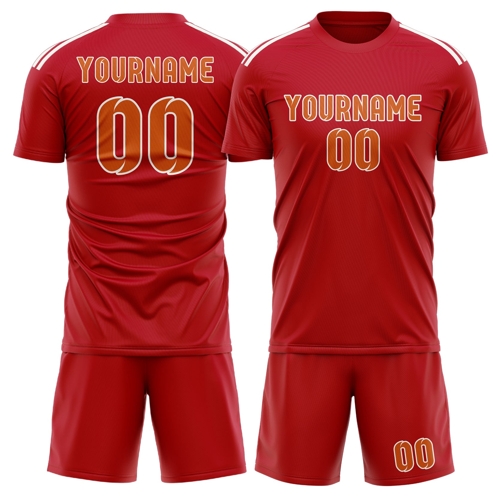 Maßgeschneidertes Professionelles Rot Orange Fußballtrikot-Set