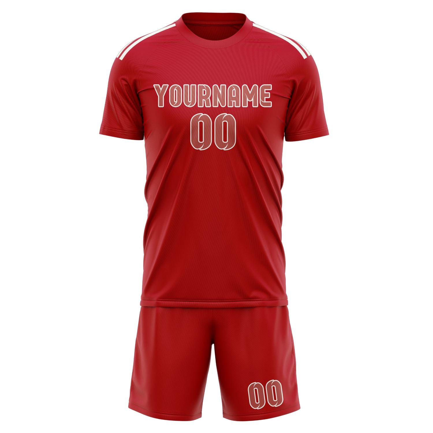 Maßgeschneidertes Professionelles Rot Kupferrose Fußballtrikot-Set