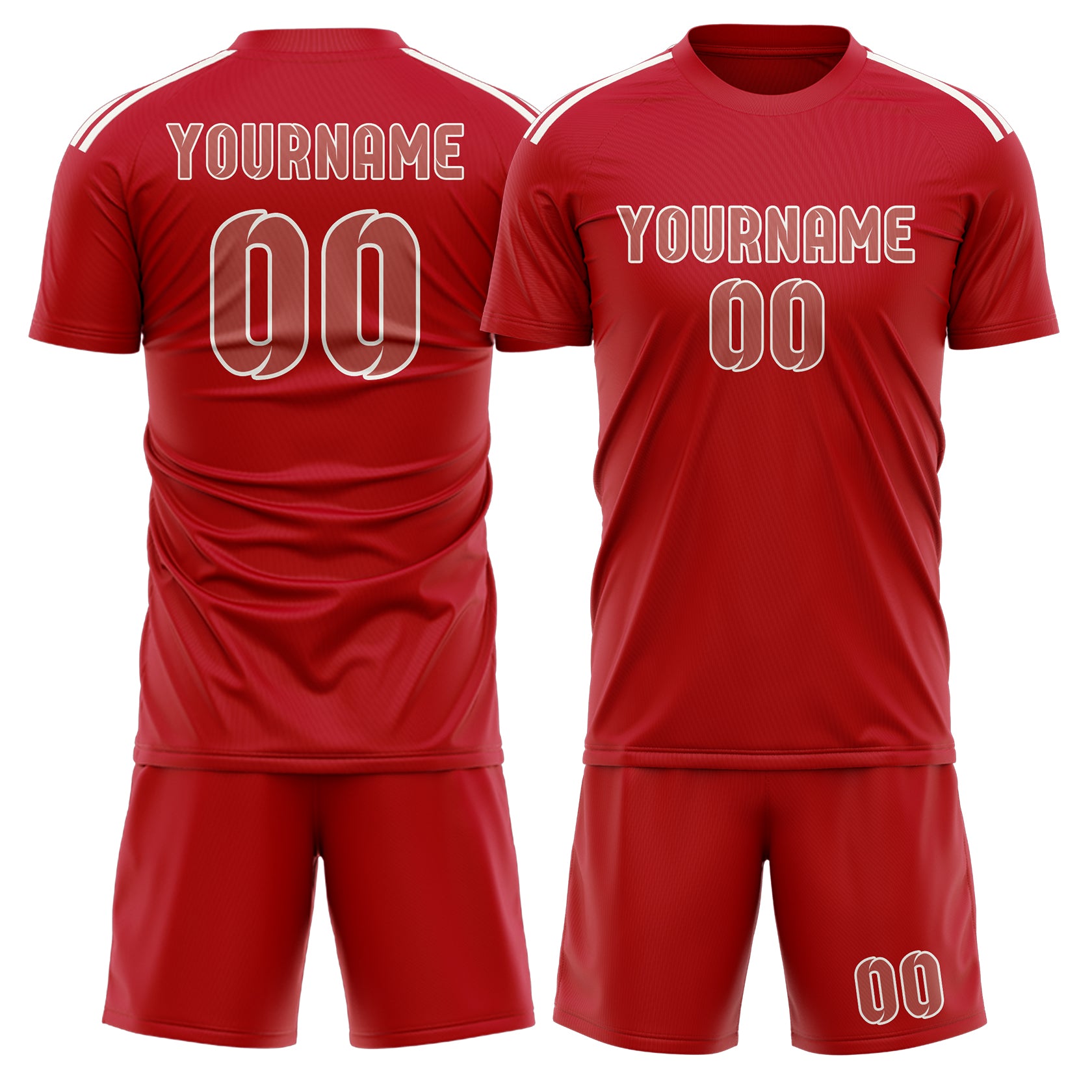 Maßgeschneidertes Professionelles Rot Kupferrose Fußballtrikot-Set