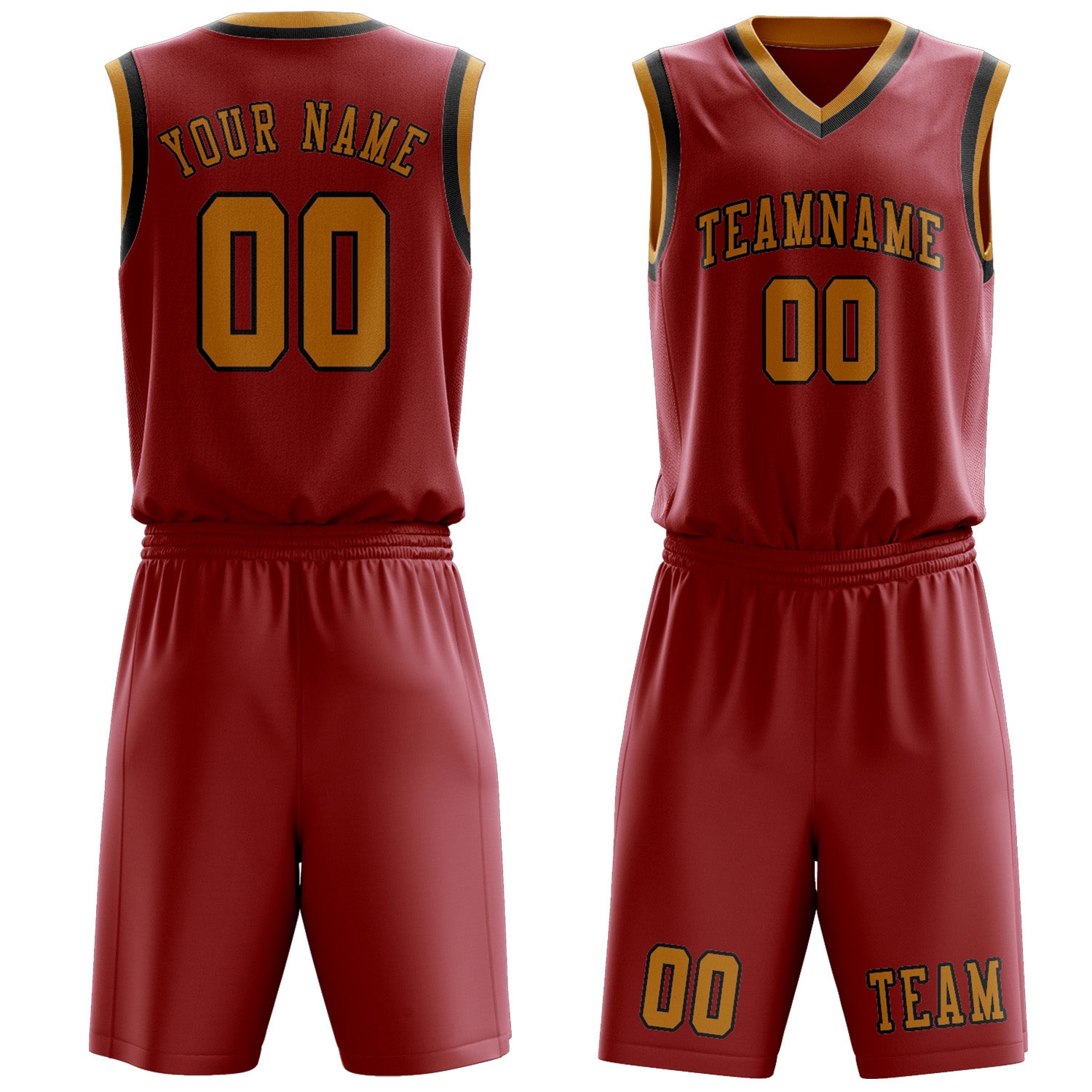 Benutzerdefiniertes Professionelles Rot Gelb Basketballtrikot-Set