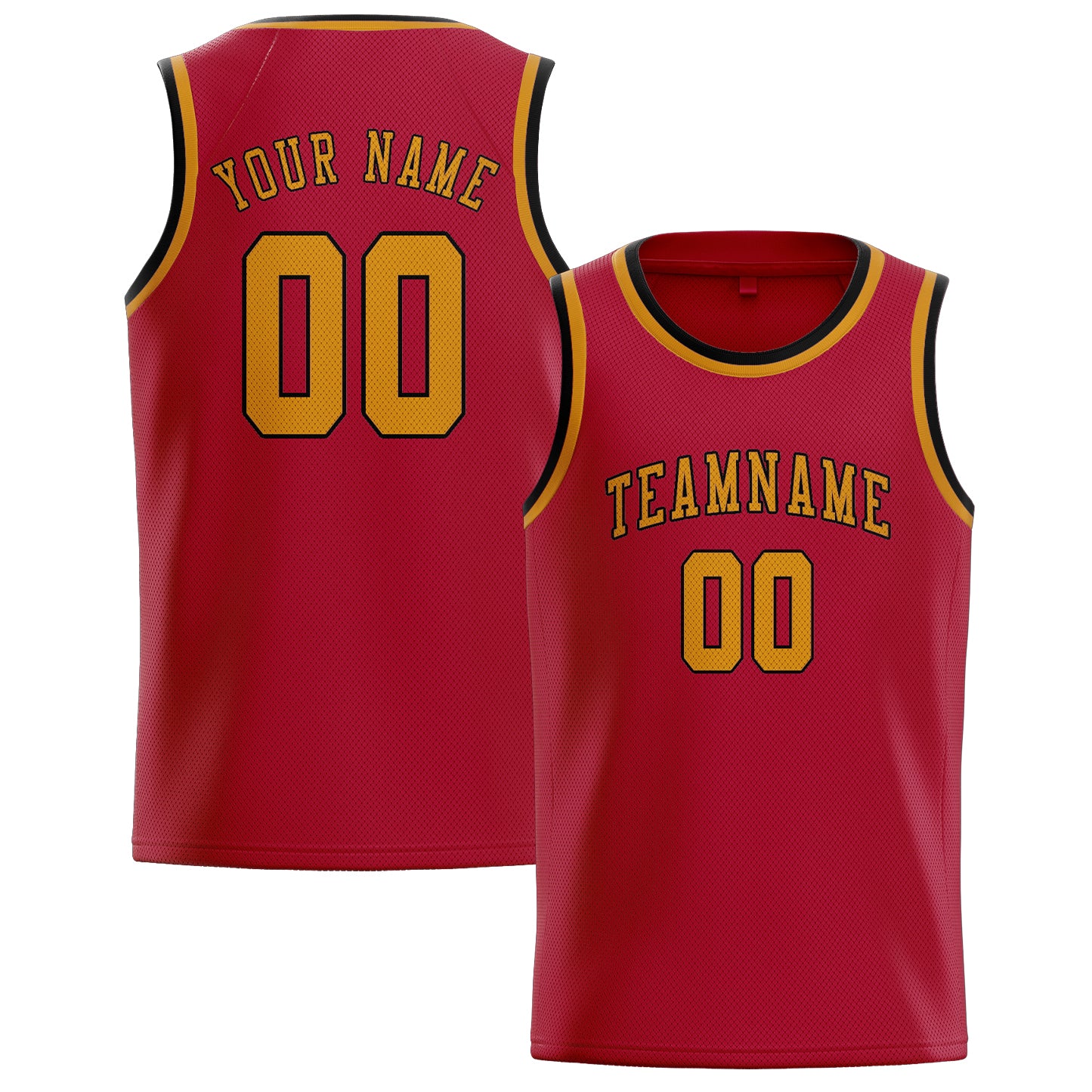 Benutzerdefiniertes Professionelles Rot Gelb Basketballtrikot