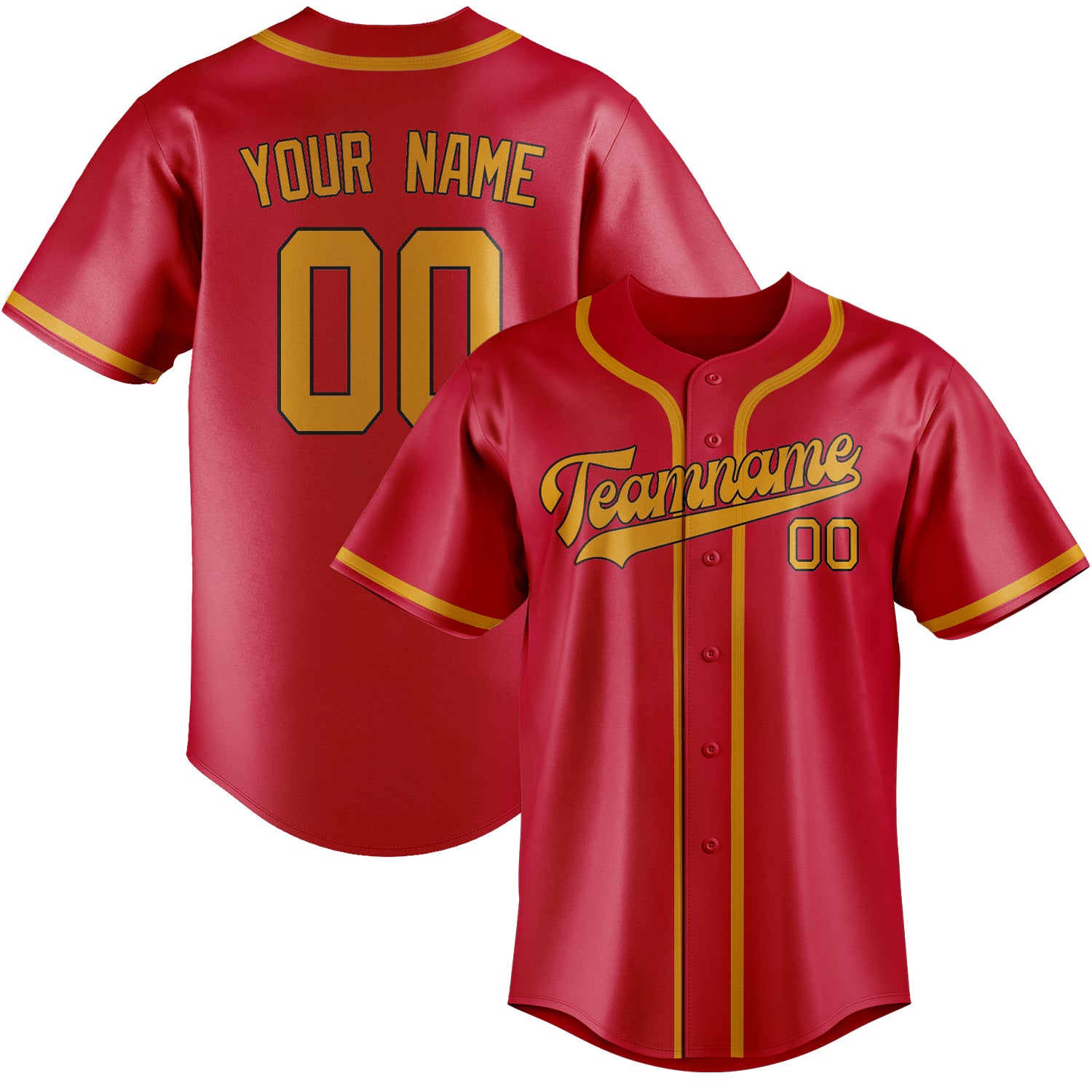 Benutzerdefiniertes Professionelles Rot Gelb Baseballtrikot