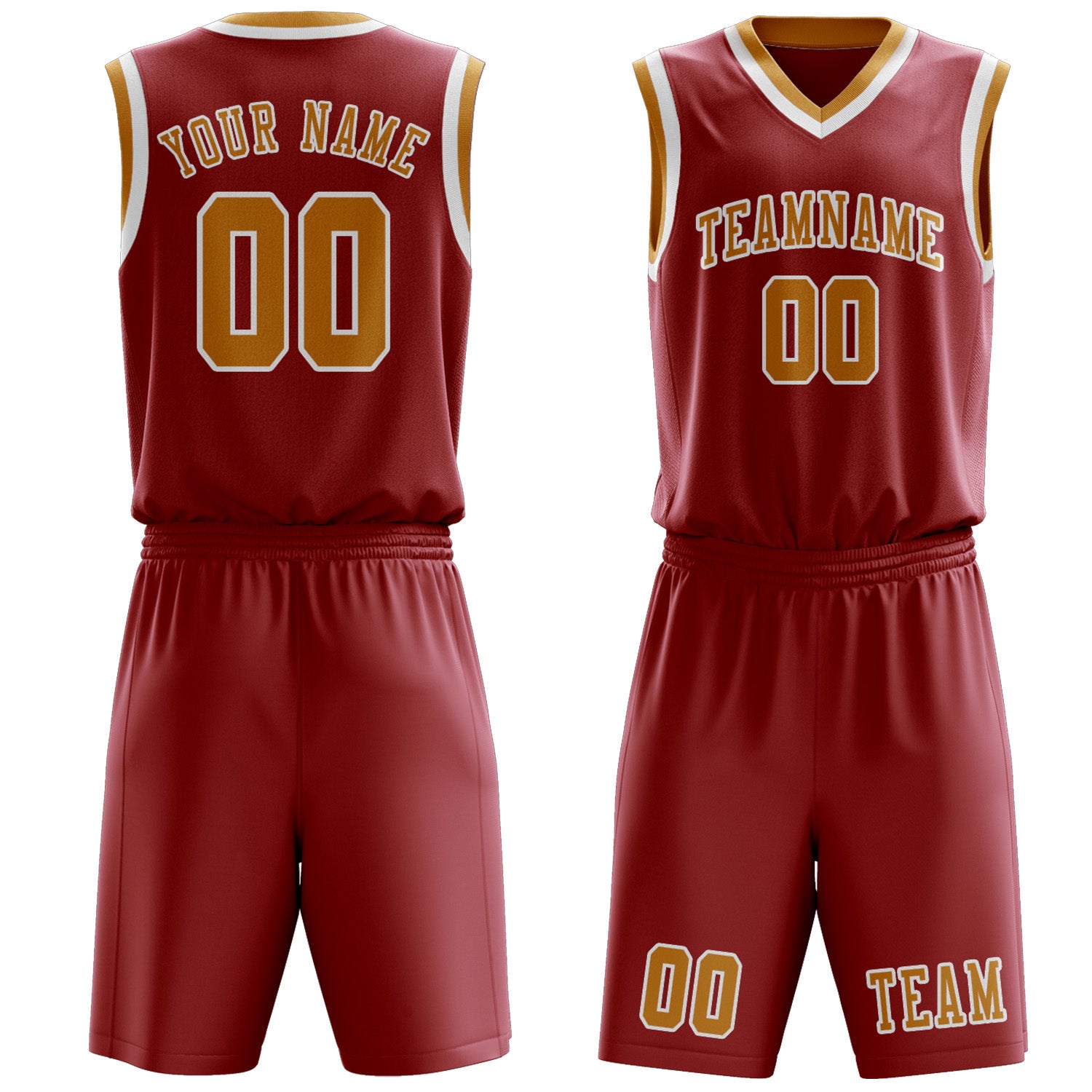 Benutzerdefiniertes Professionelles Rot Gelb Basketballtrikot-Set