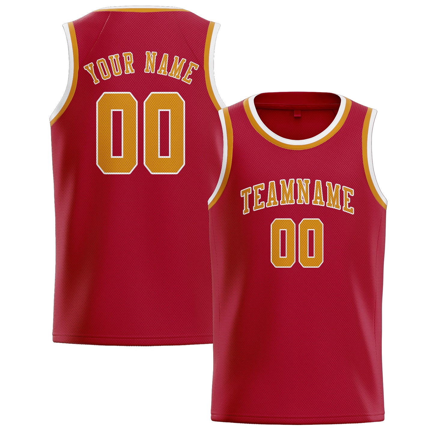 Benutzerdefiniertes Professionelles Rot Gelb Basketballtrikot