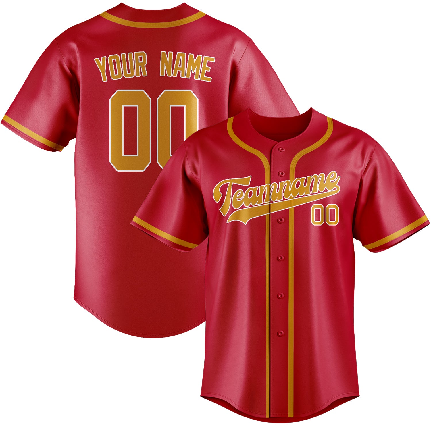 Benutzerdefiniertes Professionelles Rot Gelb Baseballtrikot
