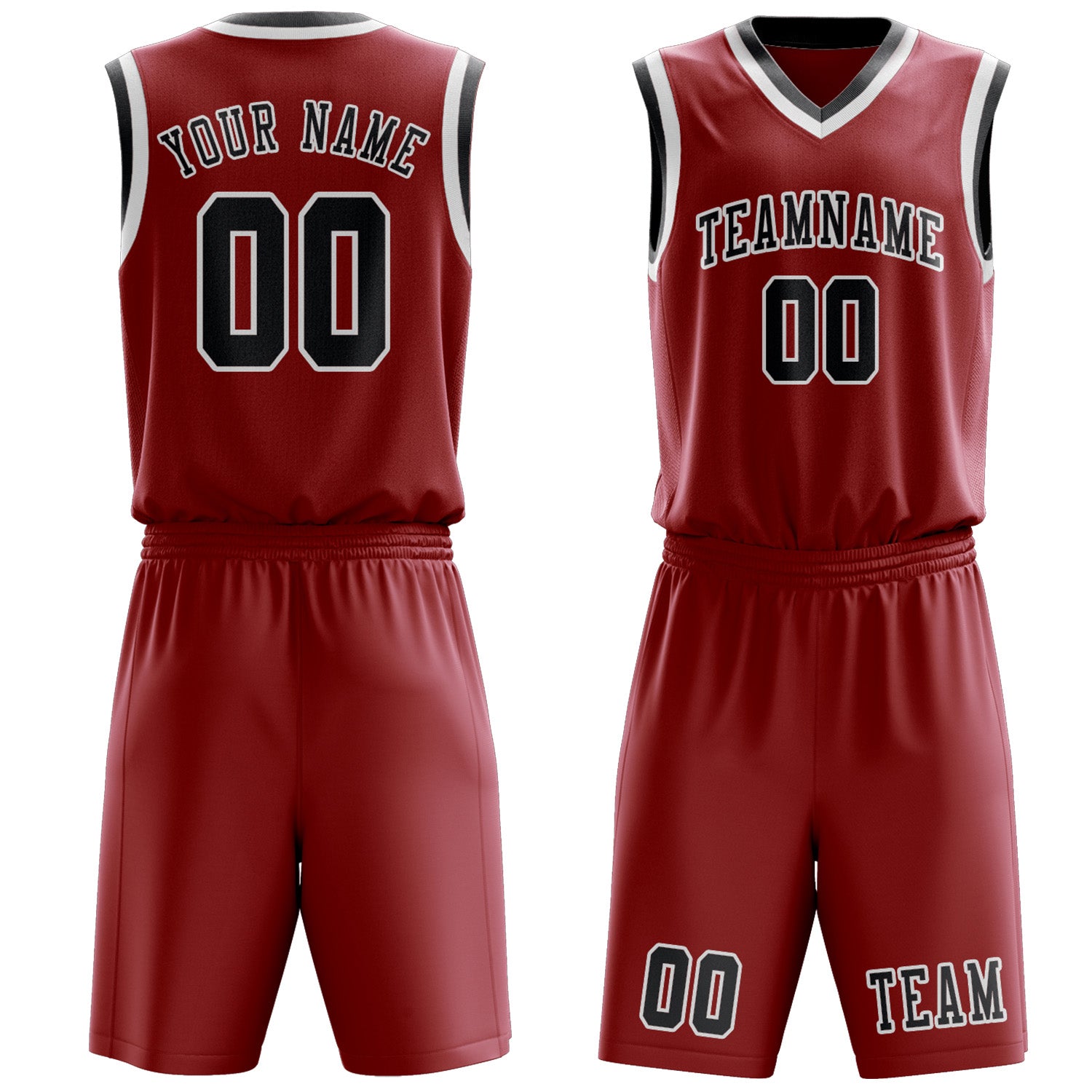 Benutzerdefiniertes Professionelles Rot Dunkelgrau Basketballtrikot-Set
