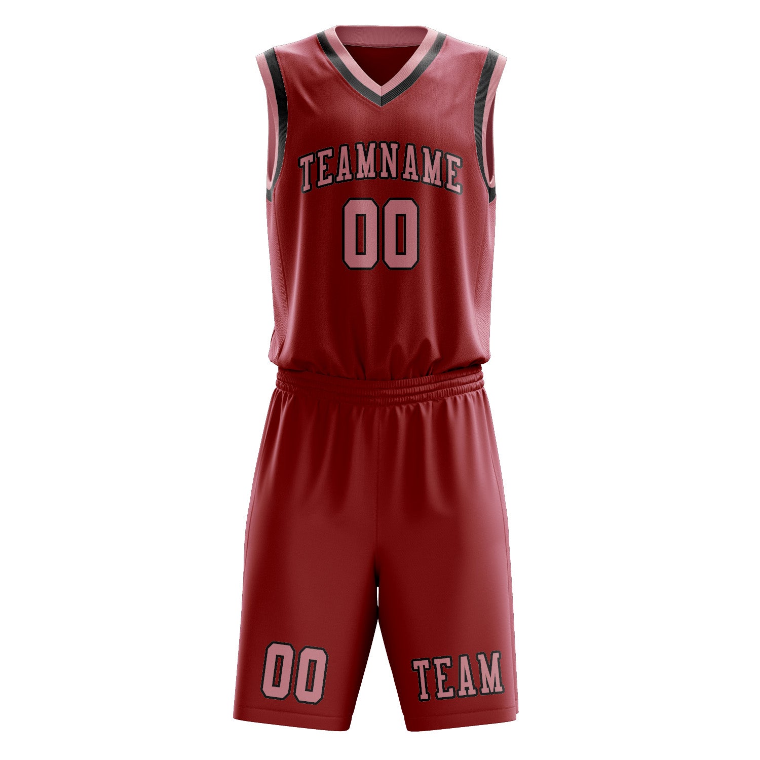Benutzerdefiniertes Professionelles Rot Rosa Basketballtrikot-Set