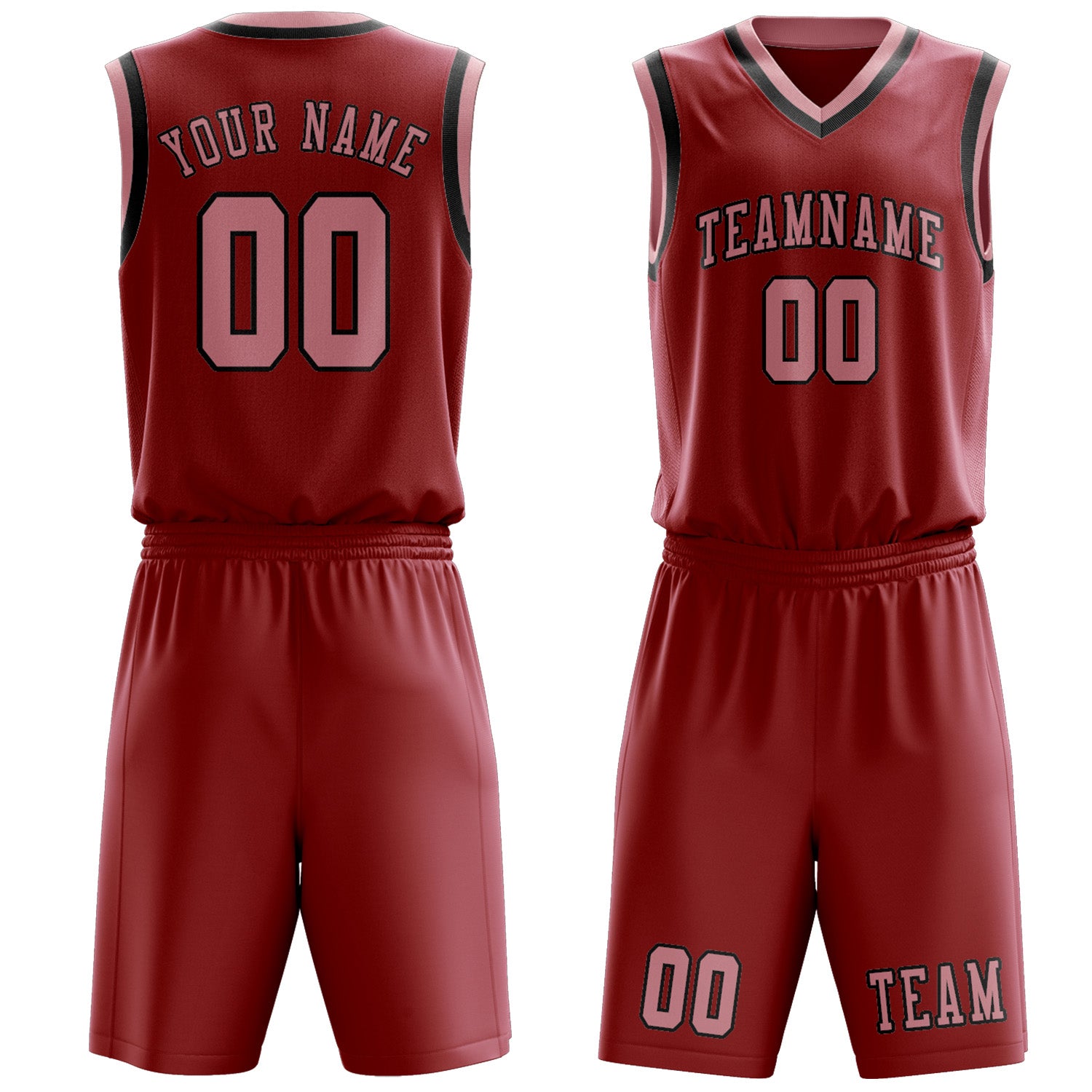 Benutzerdefiniertes Professionelles Rot Rosa Basketballtrikot-Set