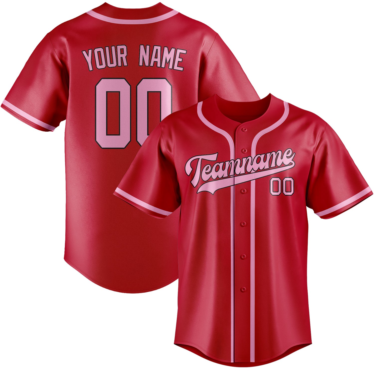 Benutzerdefiniertes Professionelles Rot Rosa Baseballtrikot