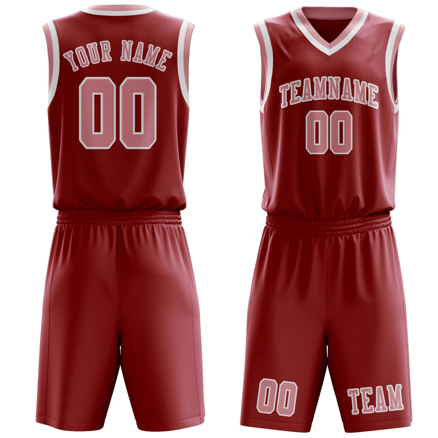 Benutzerdefiniertes Professionelles Rot Rosa Basketballtrikot-Set