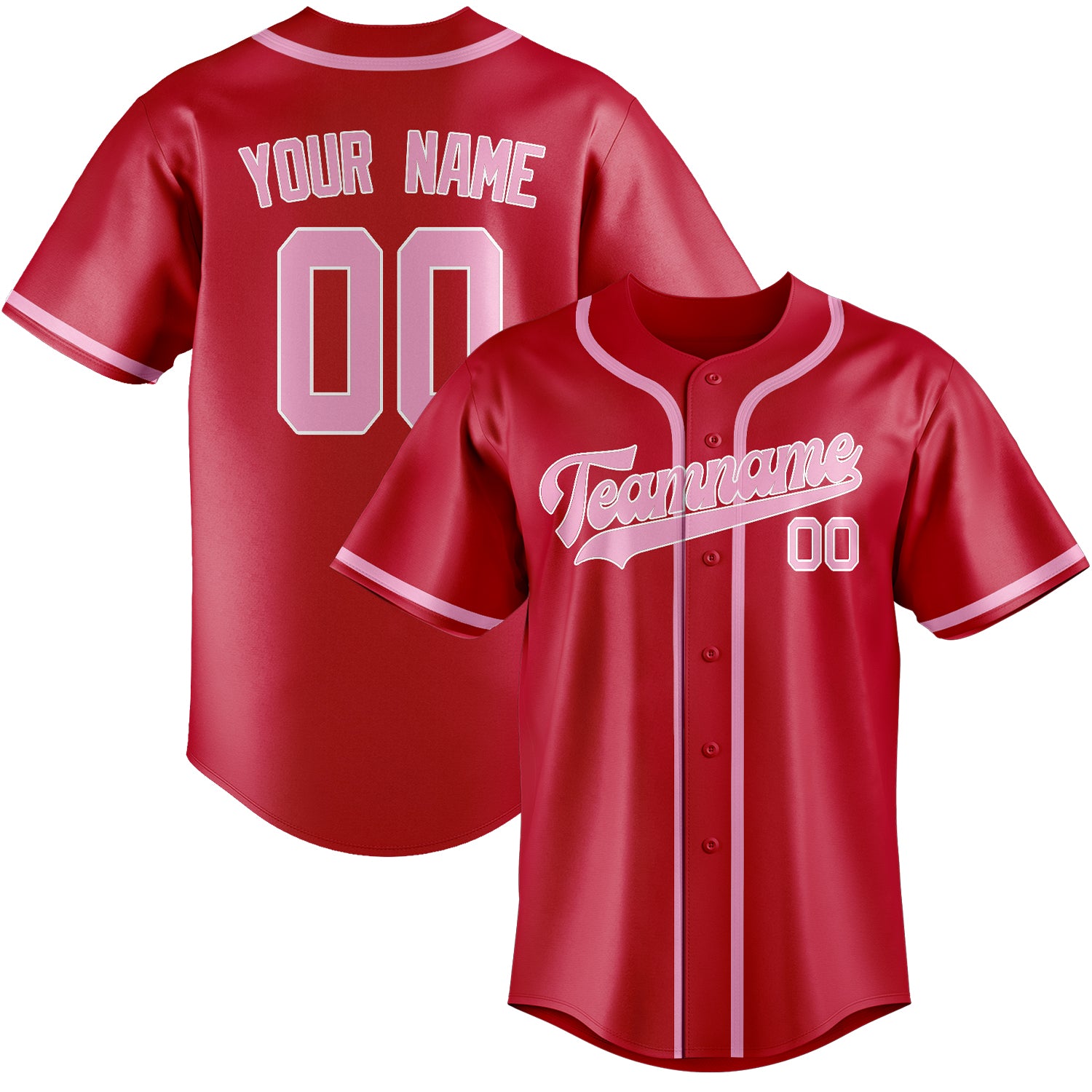 Benutzerdefiniertes Professionelles Rot Rosa Baseballtrikot