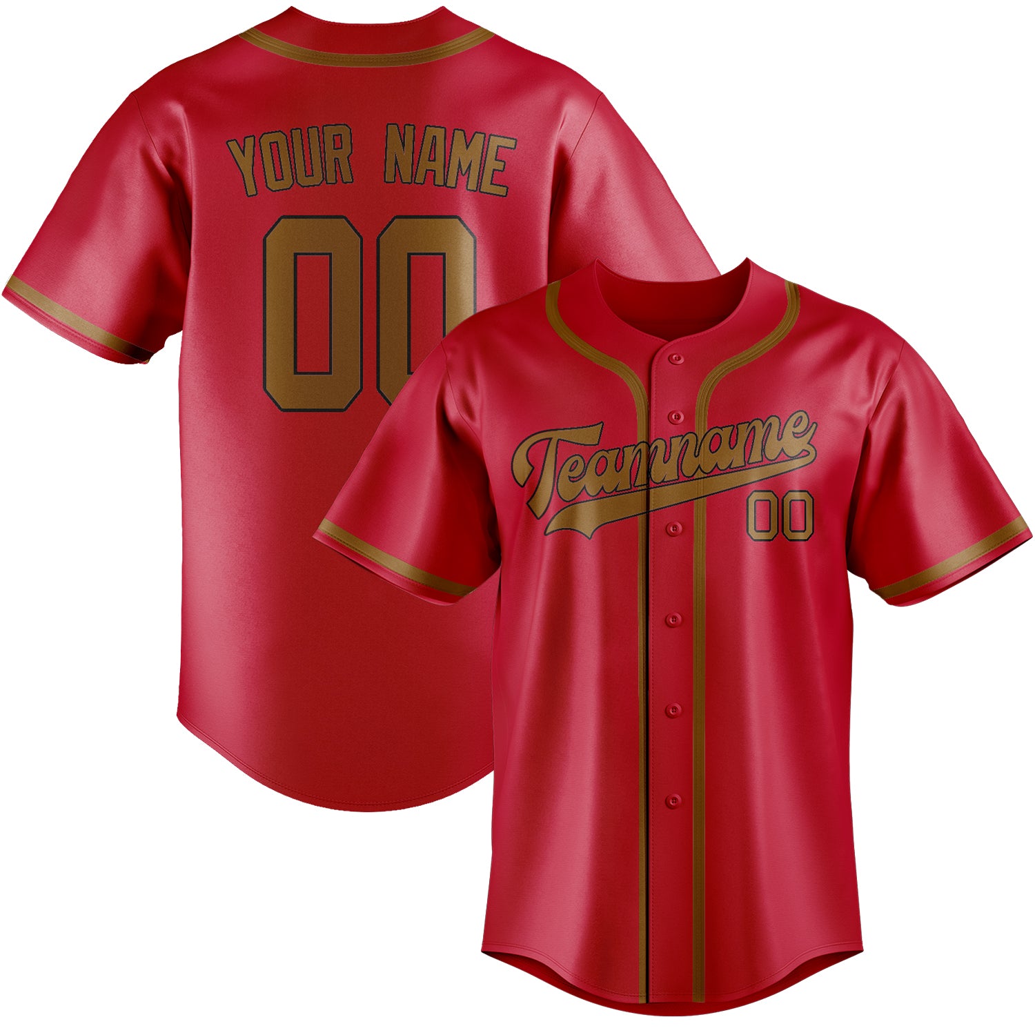Benutzerdefiniertes Professionelles Rot Khaki Baseballtrikot