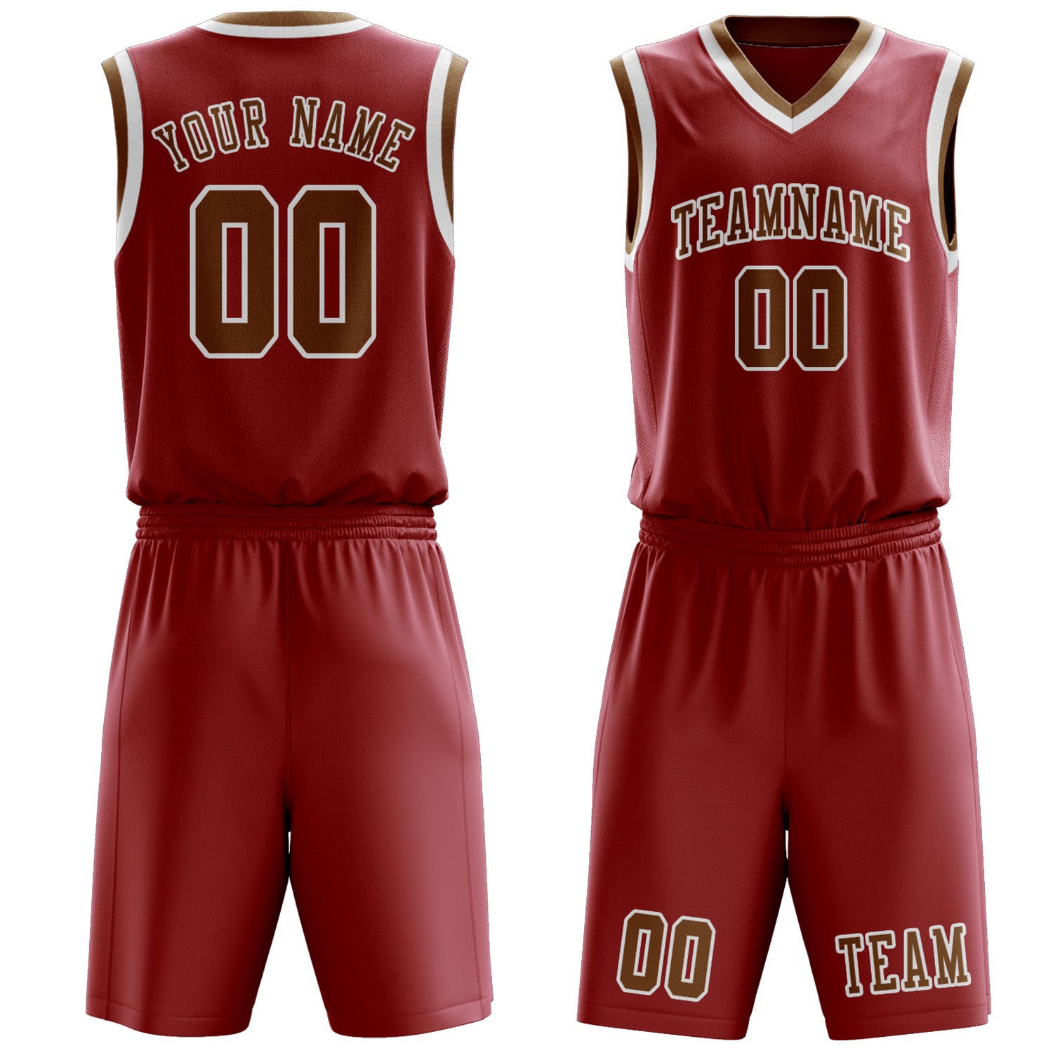 Benutzerdefiniertes Professionelles Rot Khaki Basketballtrikot-Set