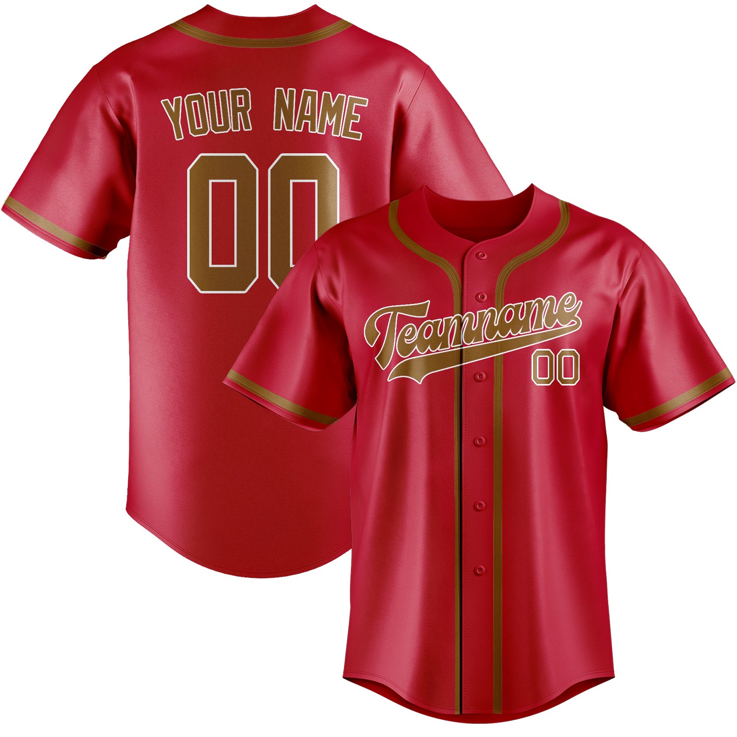 Benutzerdefiniertes Professionelles Rot Khaki Baseballtrikot