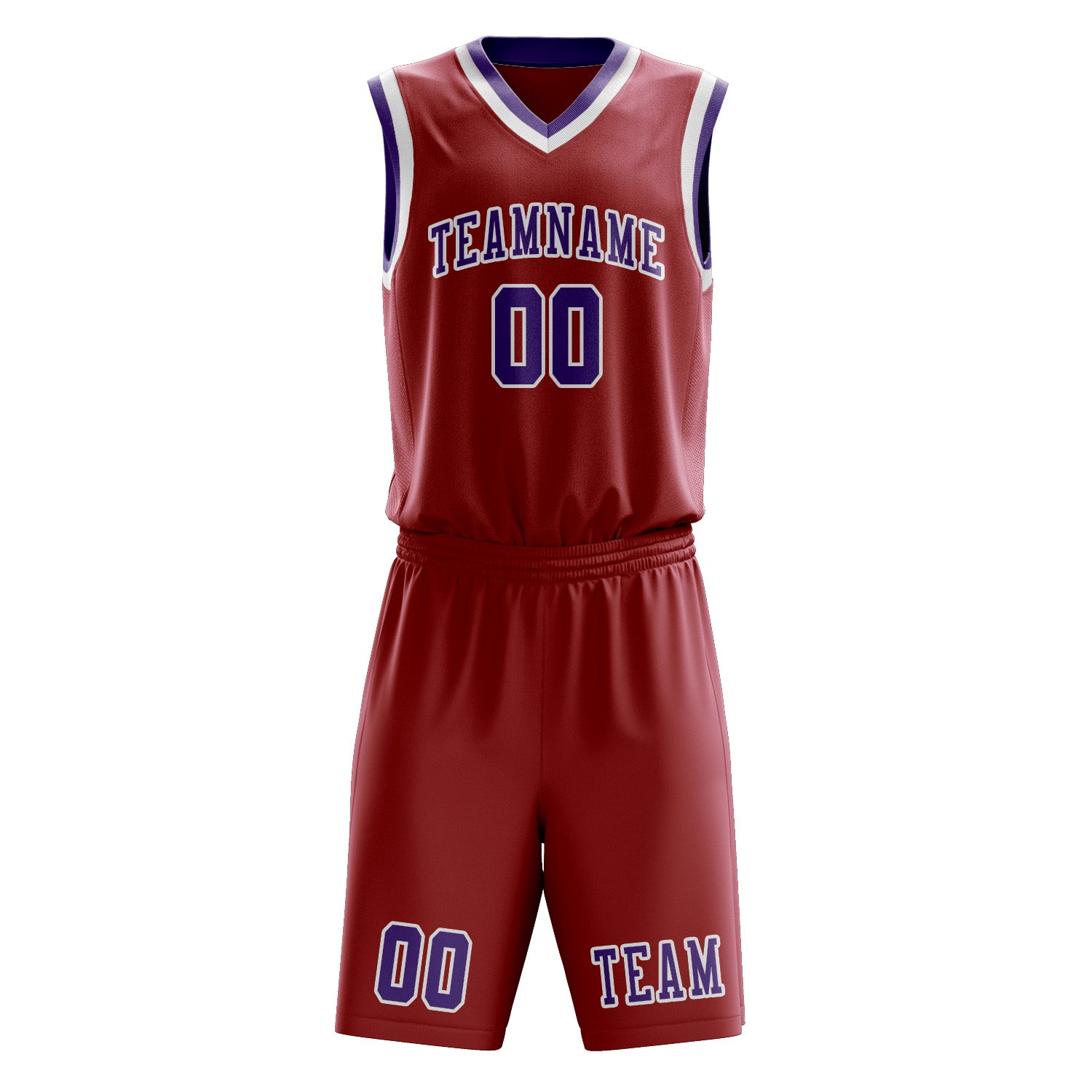 Benutzerdefiniertes Professionelles Rot Lavendel Basketballtrikot-Set