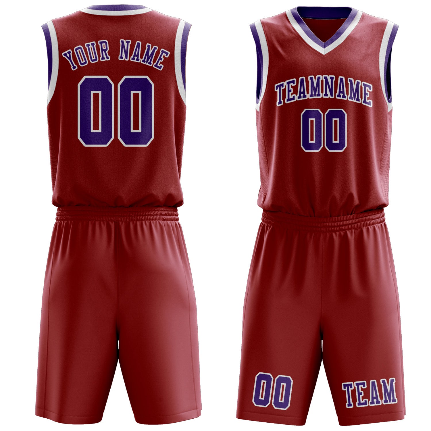 Benutzerdefiniertes Professionelles Rot Lavendel Basketballtrikot-Set