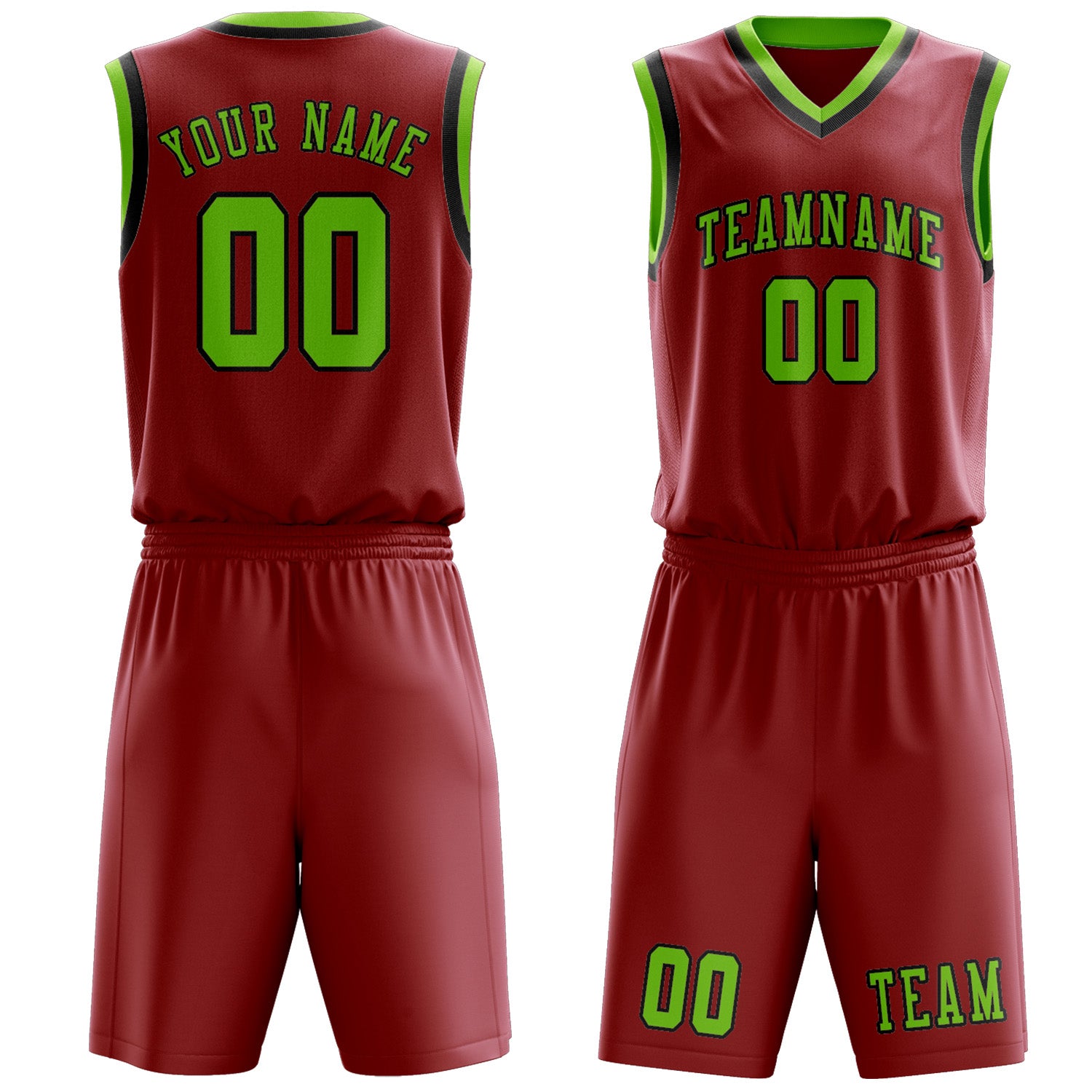 Benutzerdefiniertes Professionelles Rot Smaragdgrün Basketballtrikot-Set