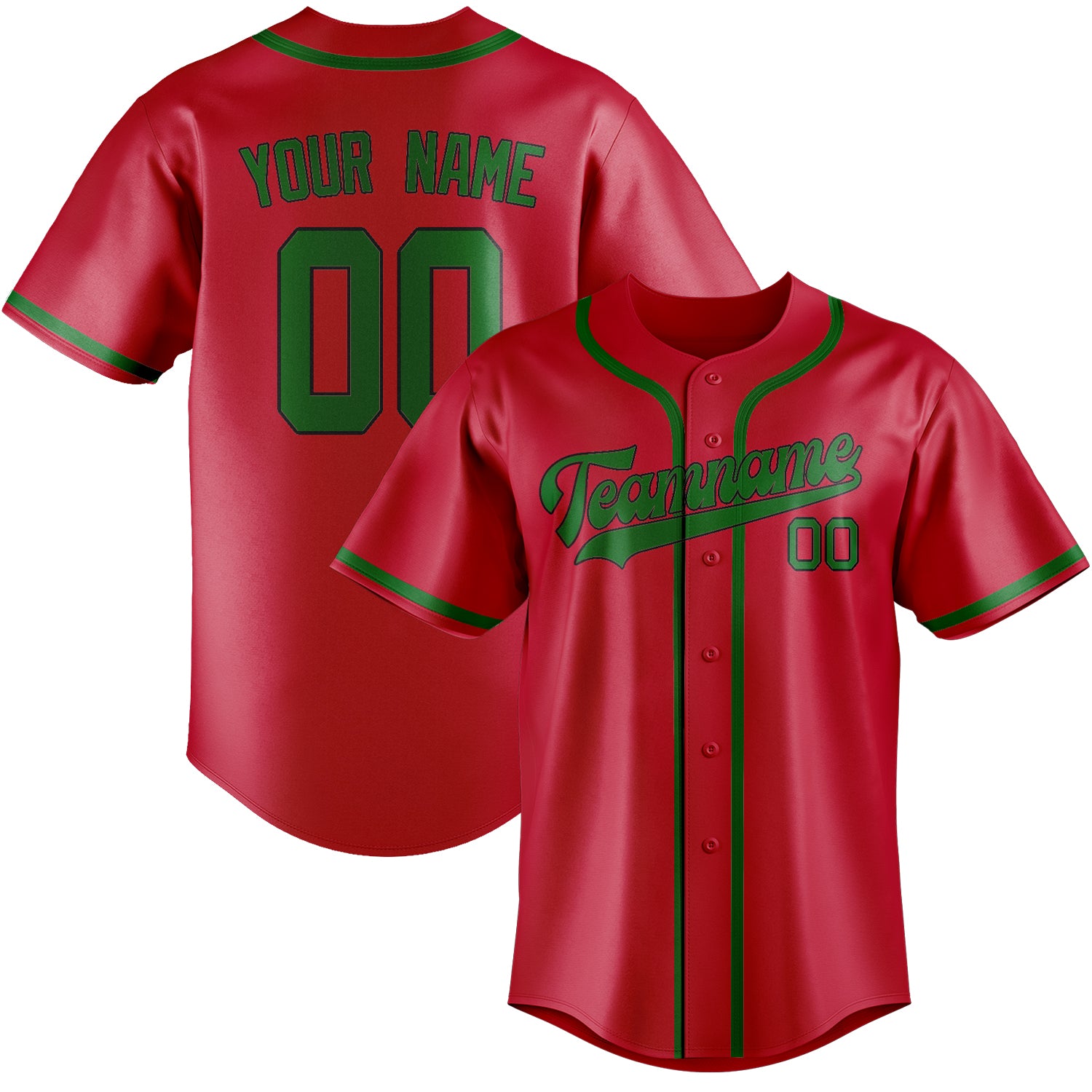 Benutzerdefiniertes Professionelles Rot Smaragdgrün Baseballtrikot